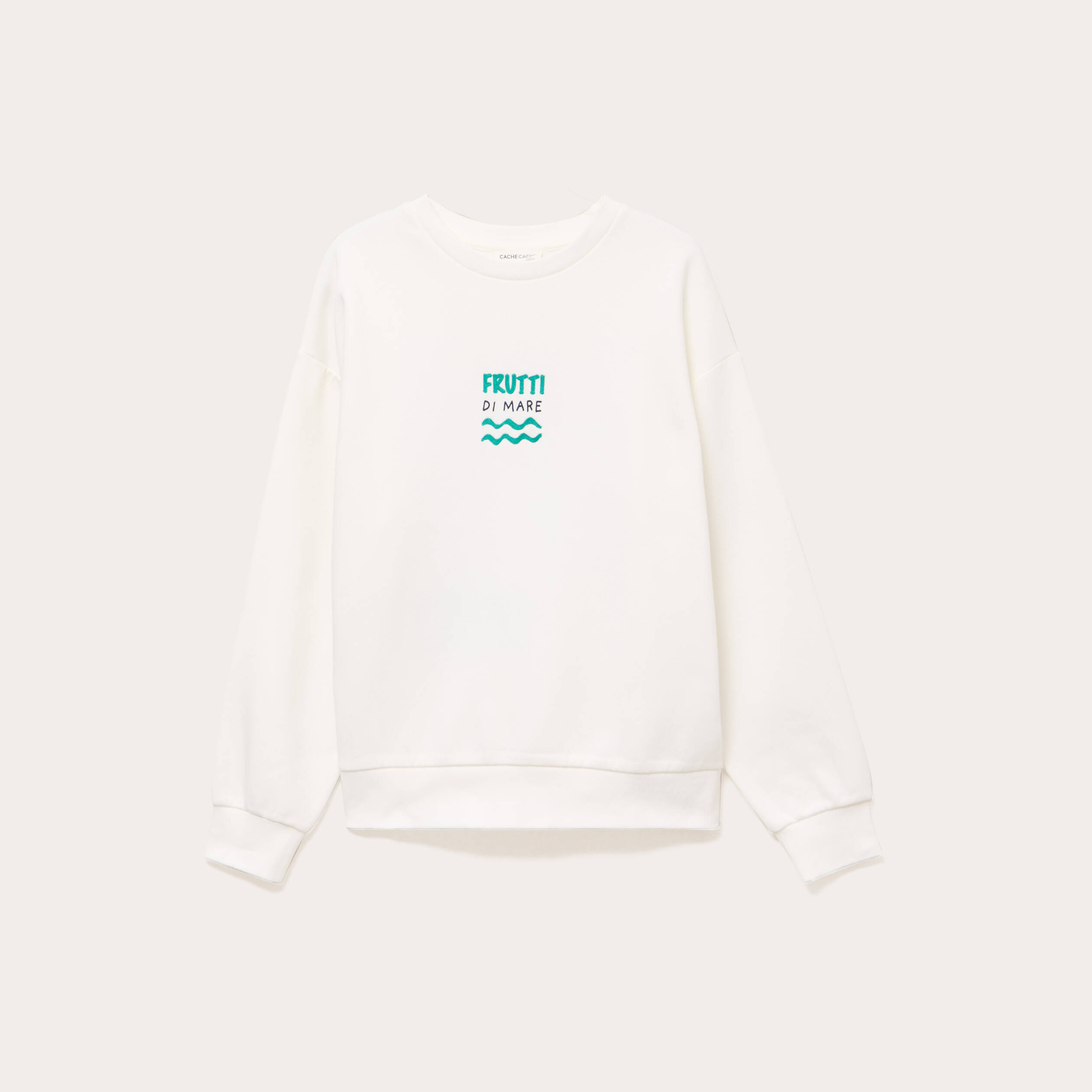 Sweat oversize print dos ecru femme