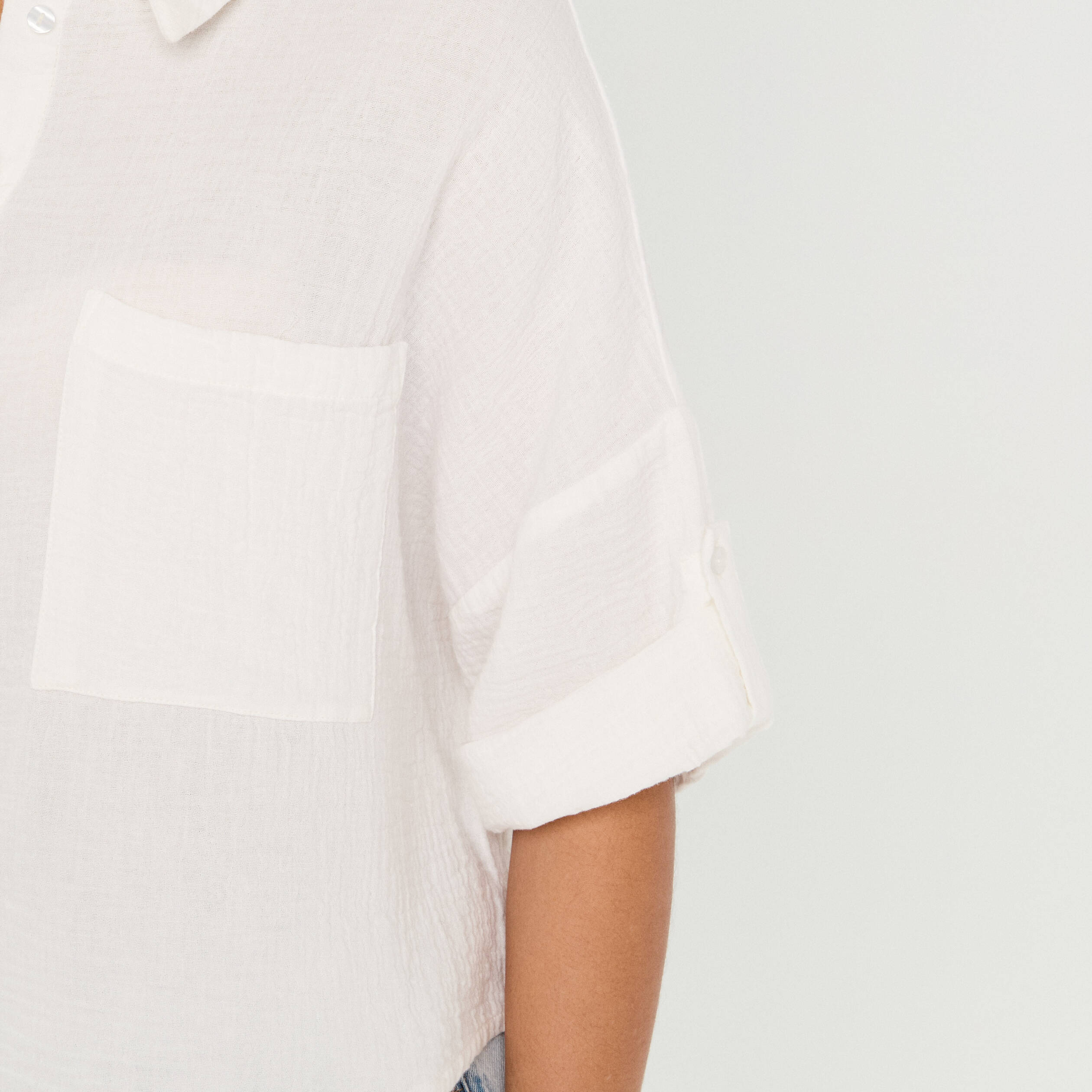 Chemise manches 3/4 ecru femme