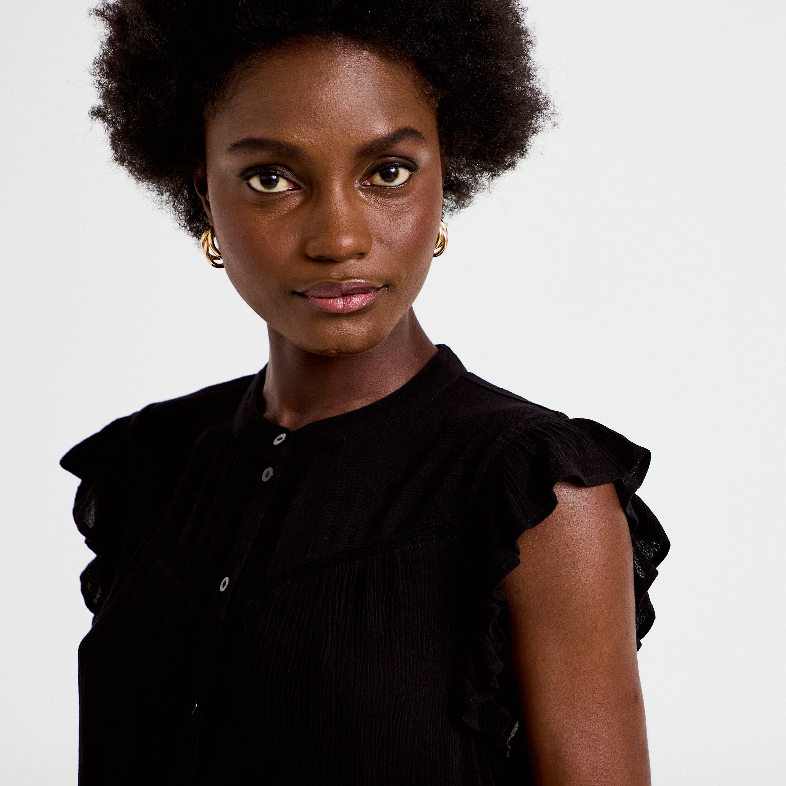Top ample sans manches col carr&eacute; noir femme