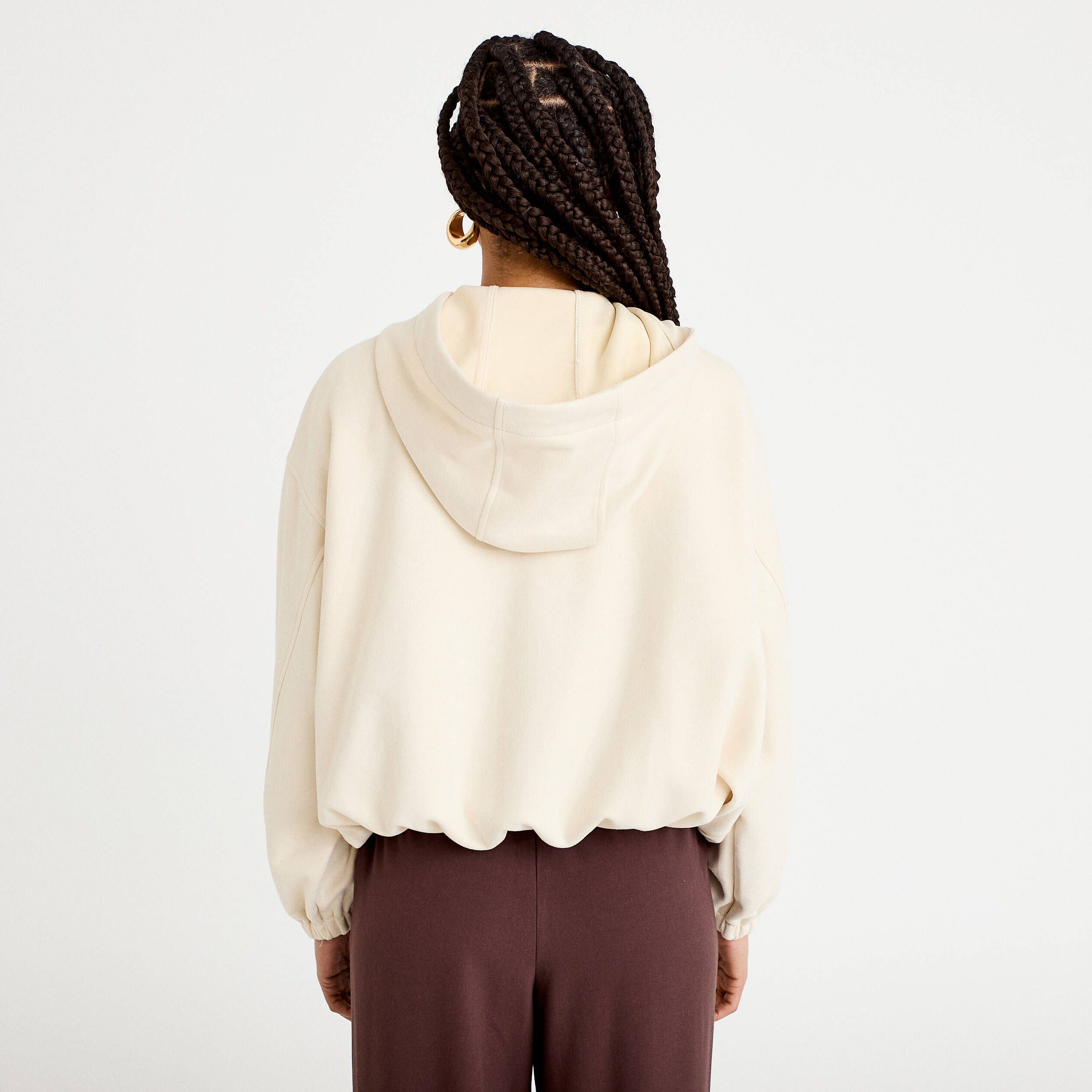 Veste &agrave; capuche bas resserr&eacute; sable femme