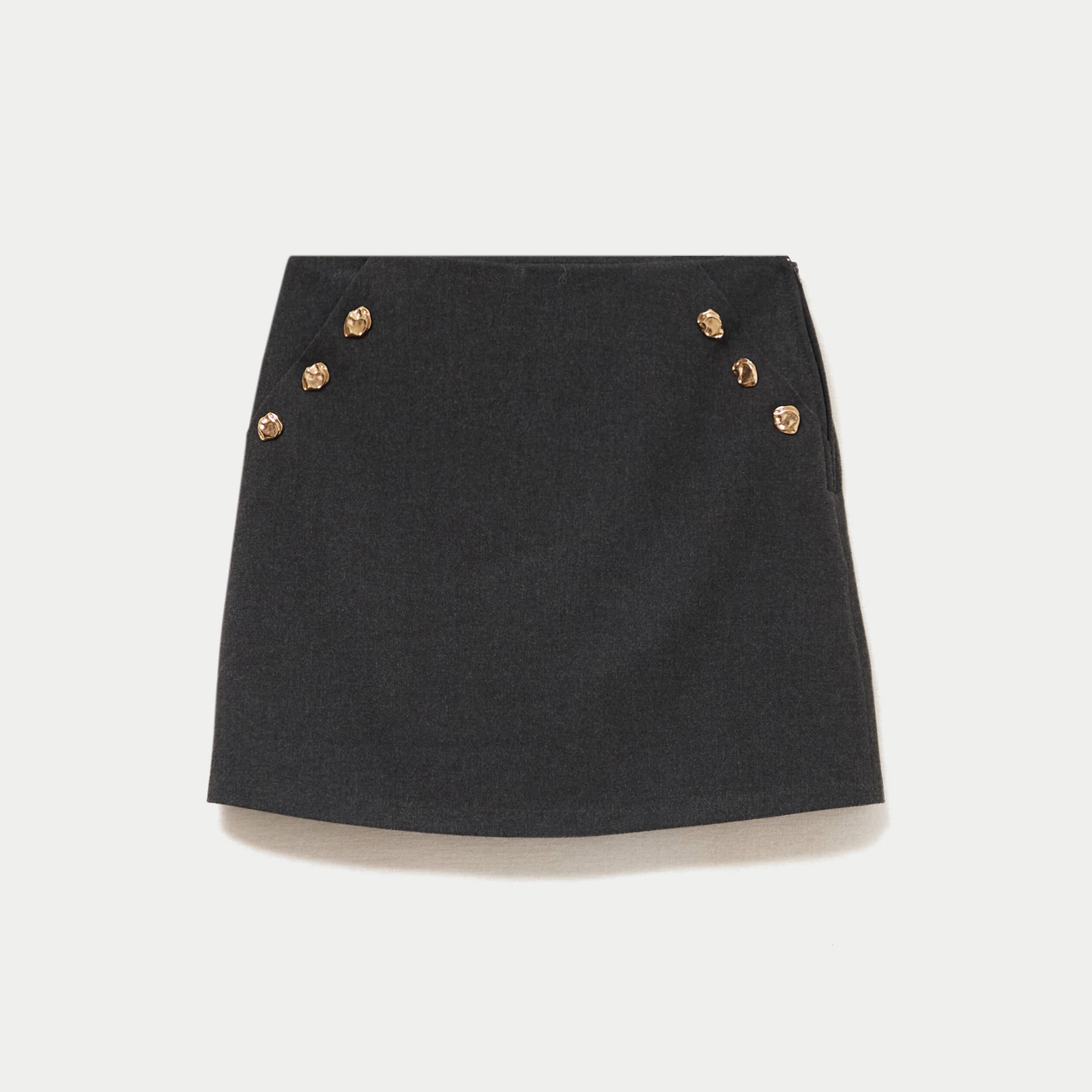 Jupe-short trap&egrave;ze fluide gris femme