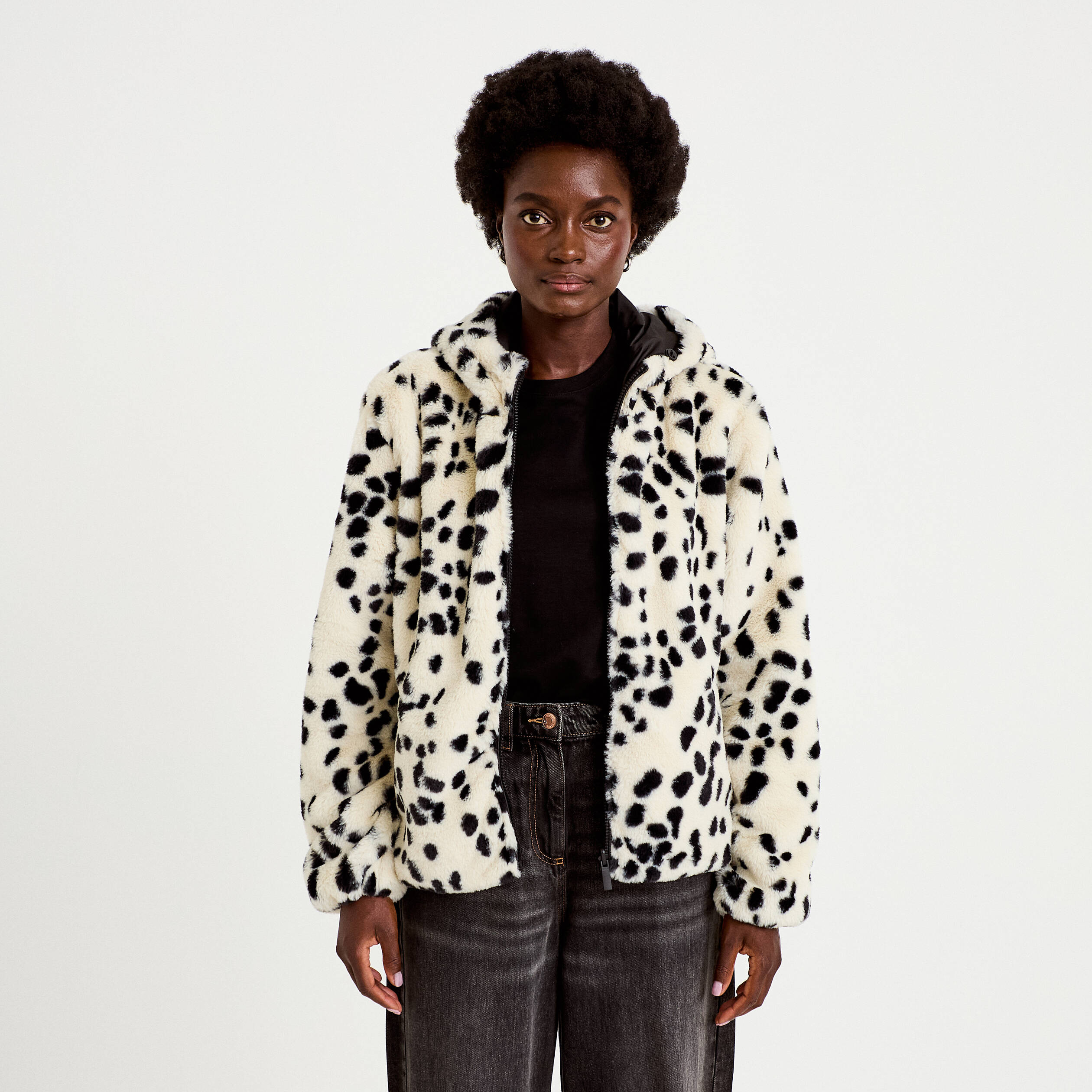 Parka r&eacute;versible &agrave; capuche blanc femme