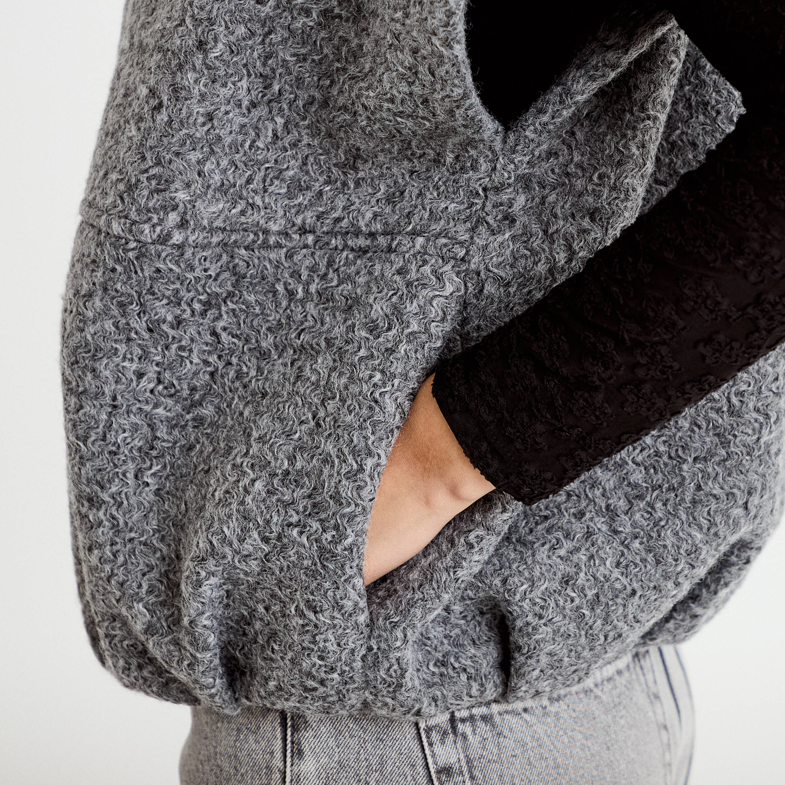 Veste oversize sans manches col rond gris clair femme