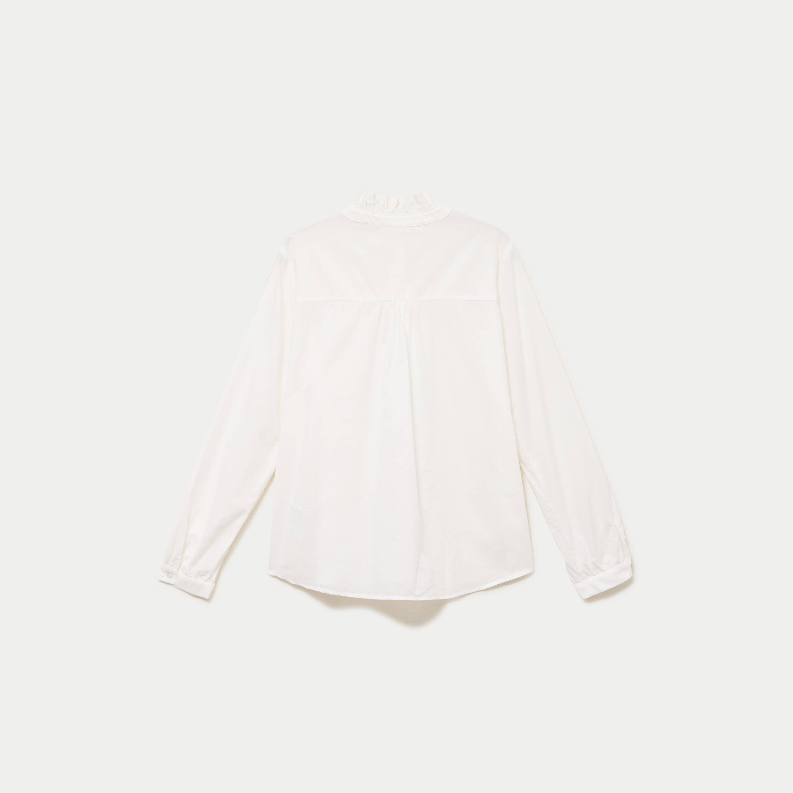 Chemise col montant manches longues ecru femme