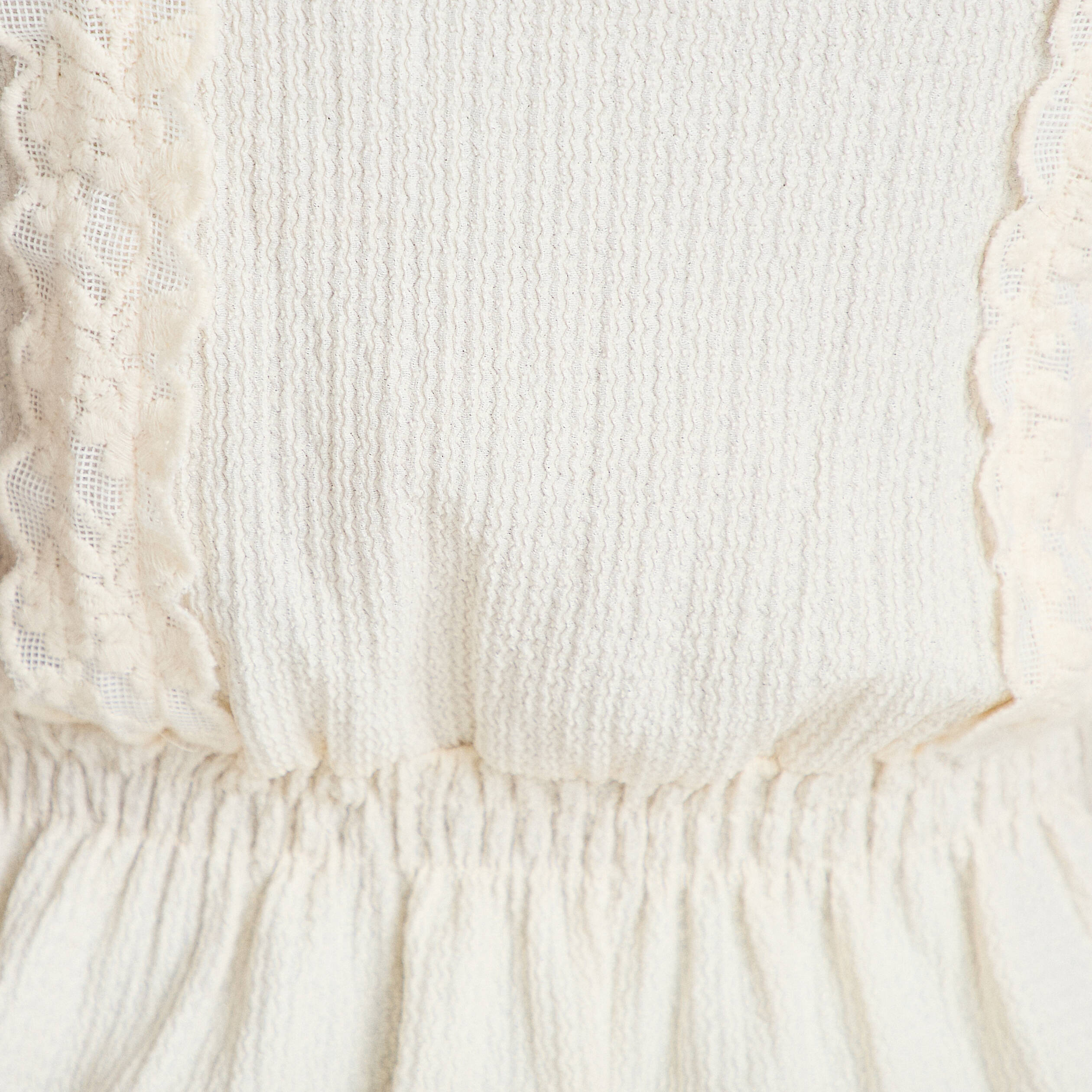 Top droit court sans manches dentelle ecru femme