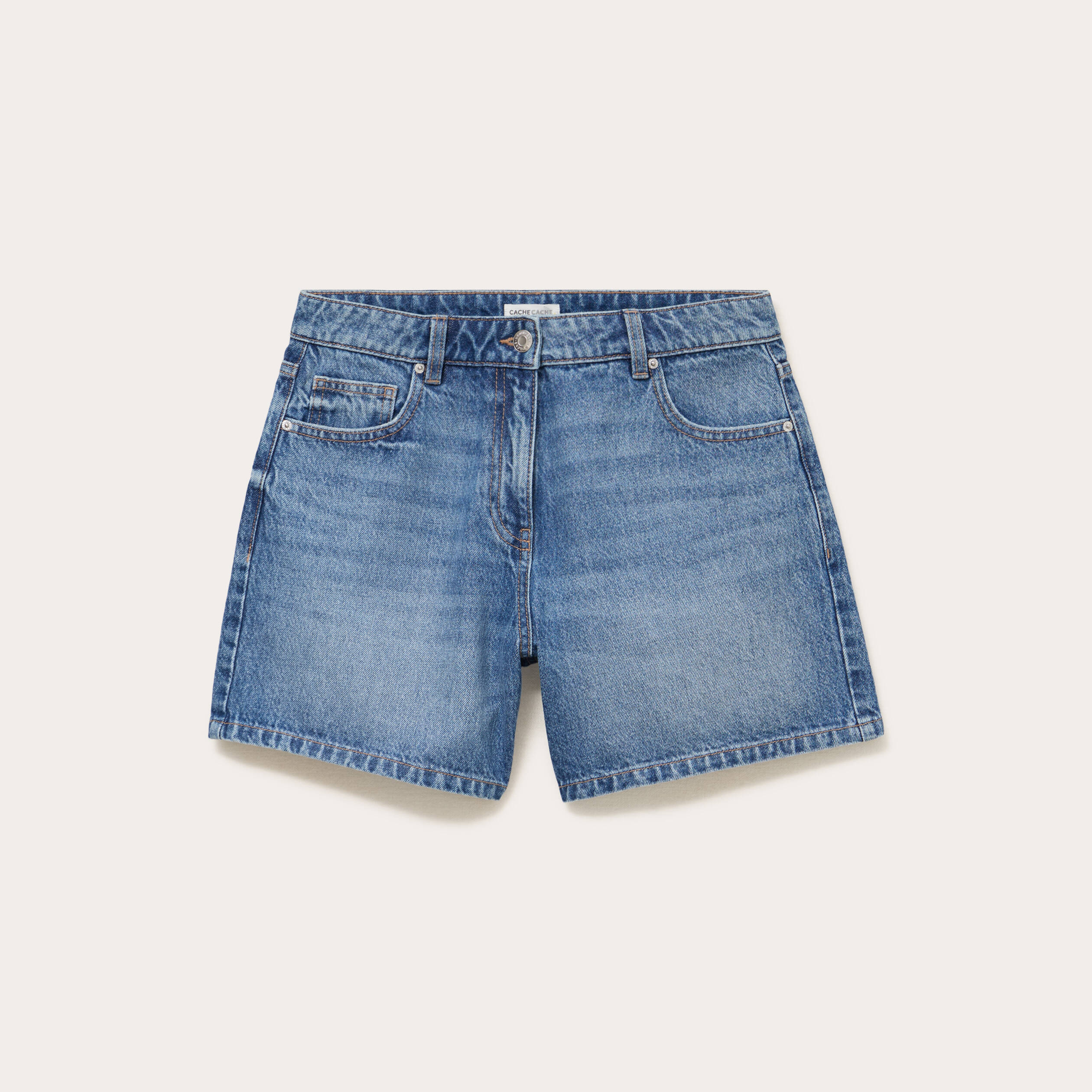 Bermuda regular 5 poches en jean denim double stone femme