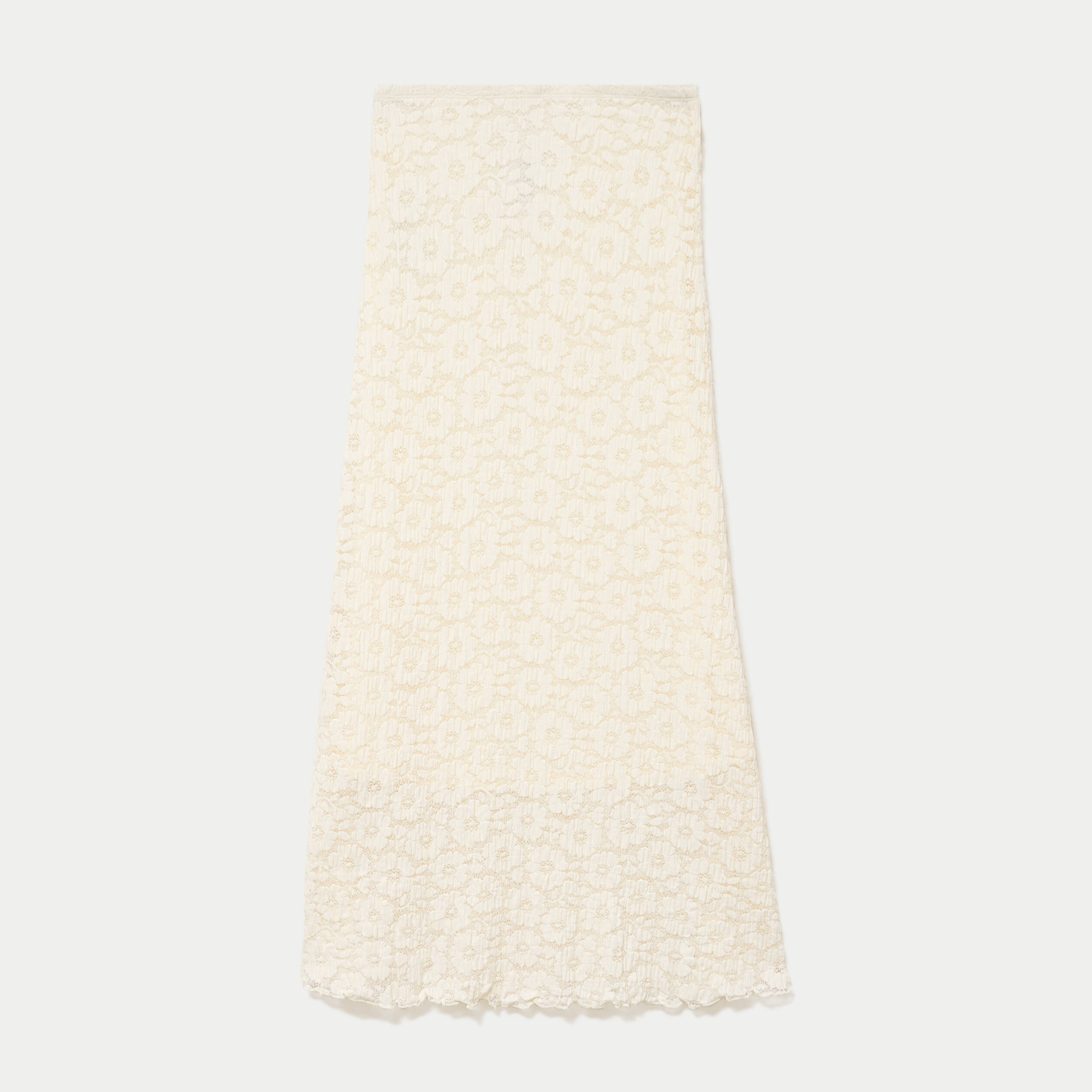 Jupe longue maille &agrave; relief ecru femme