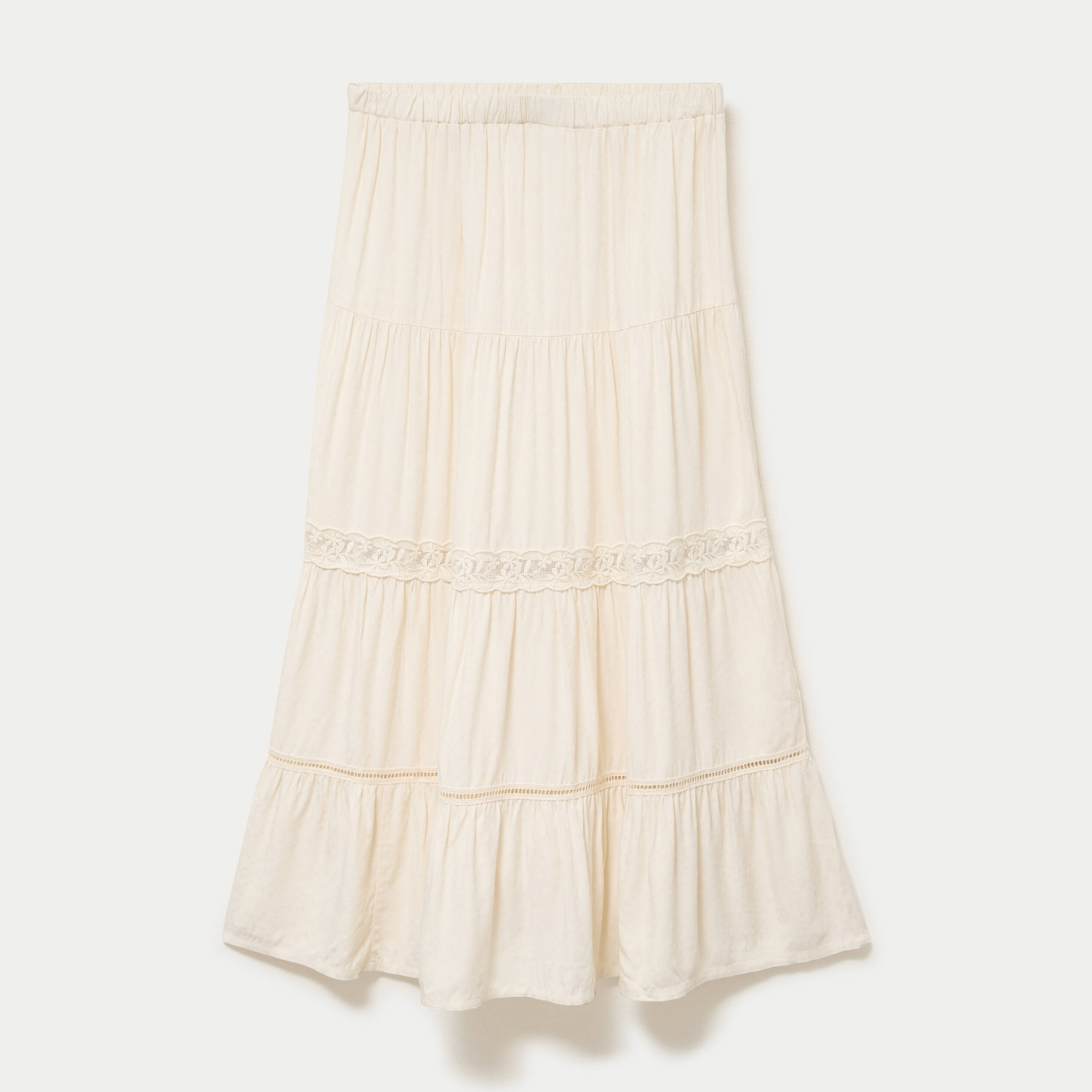 Jupe &eacute;vas&eacute;e longueur 3/4 dentelle ecru femme
