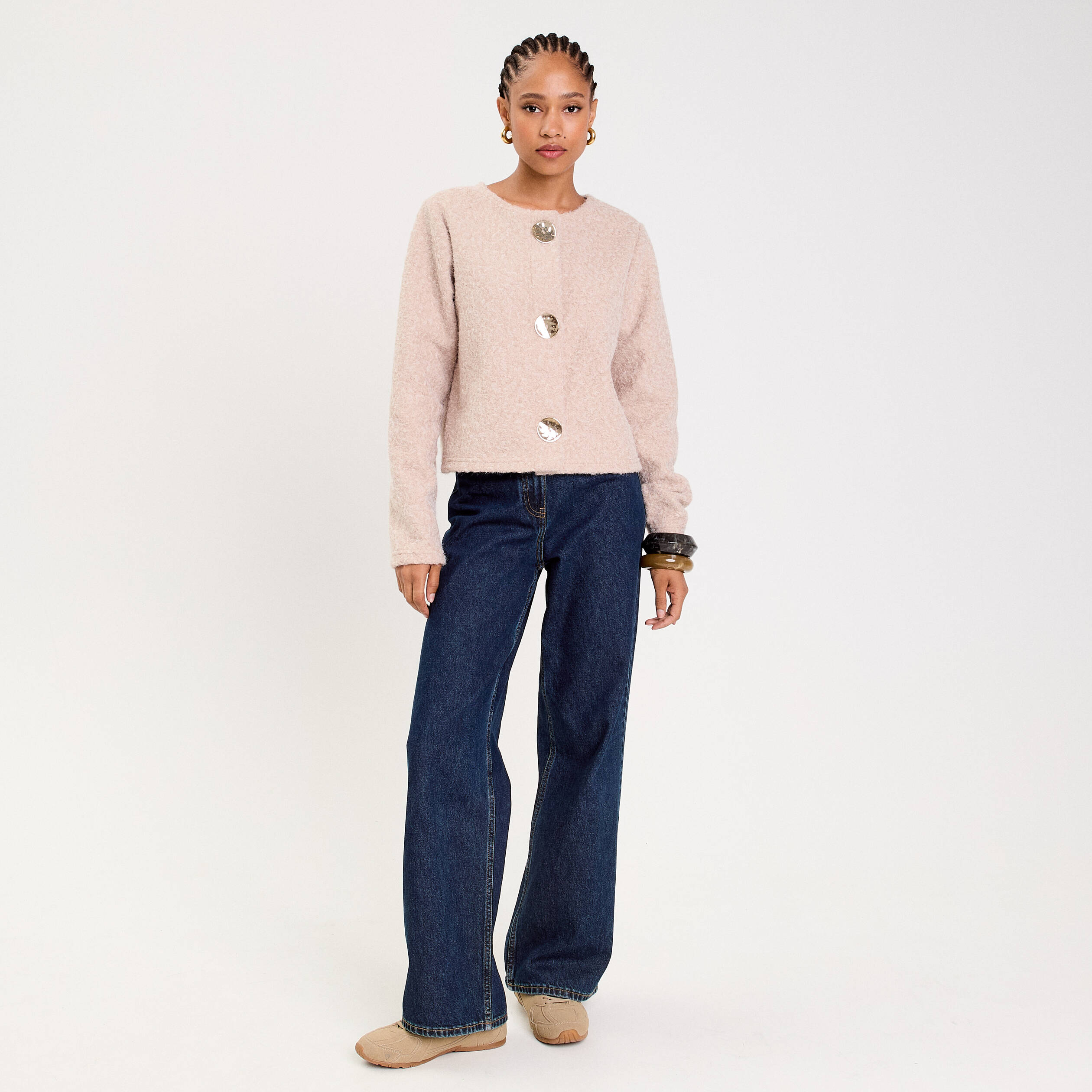 Veste effet polaire beige femme