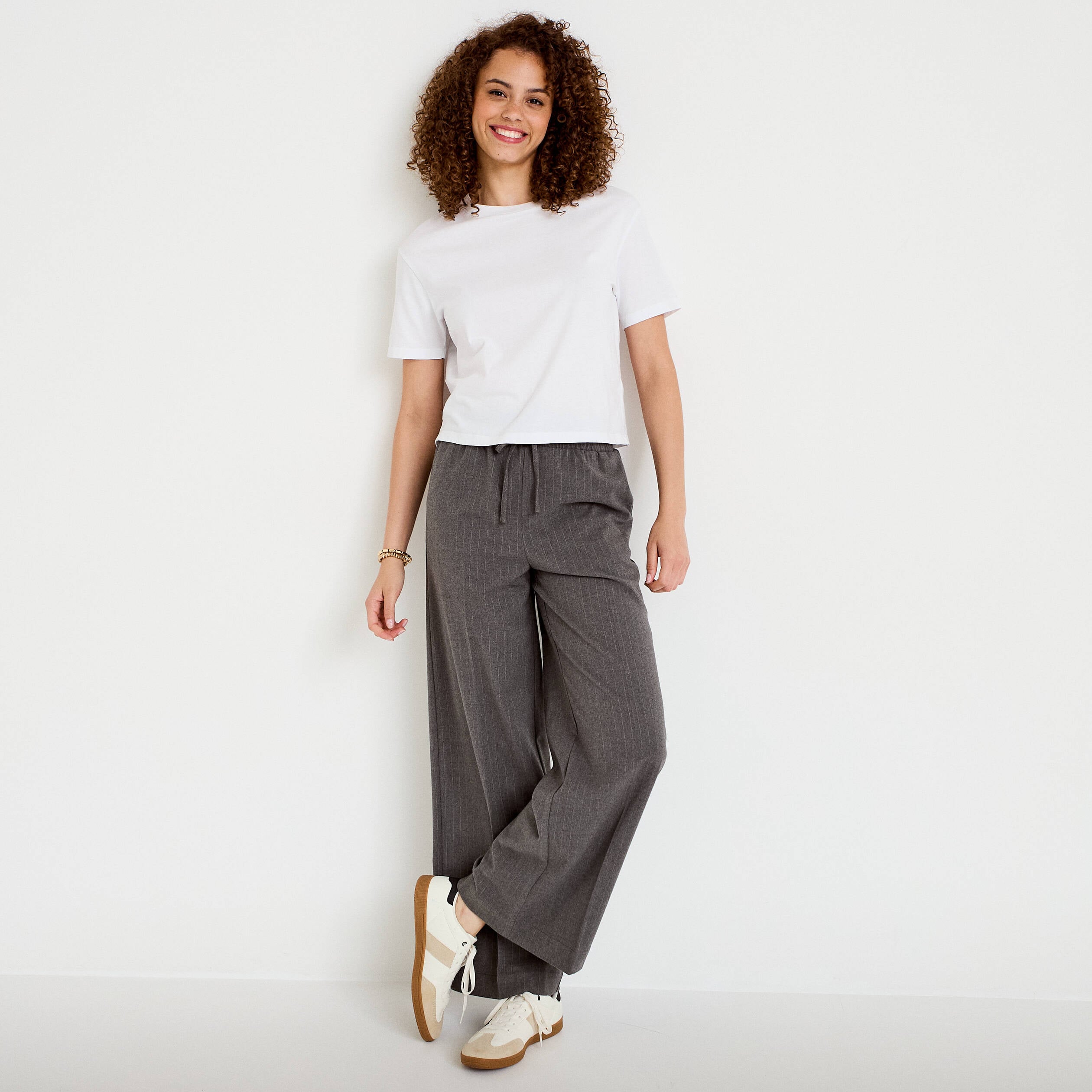 Pantalon bootcut taille standard gris femme
