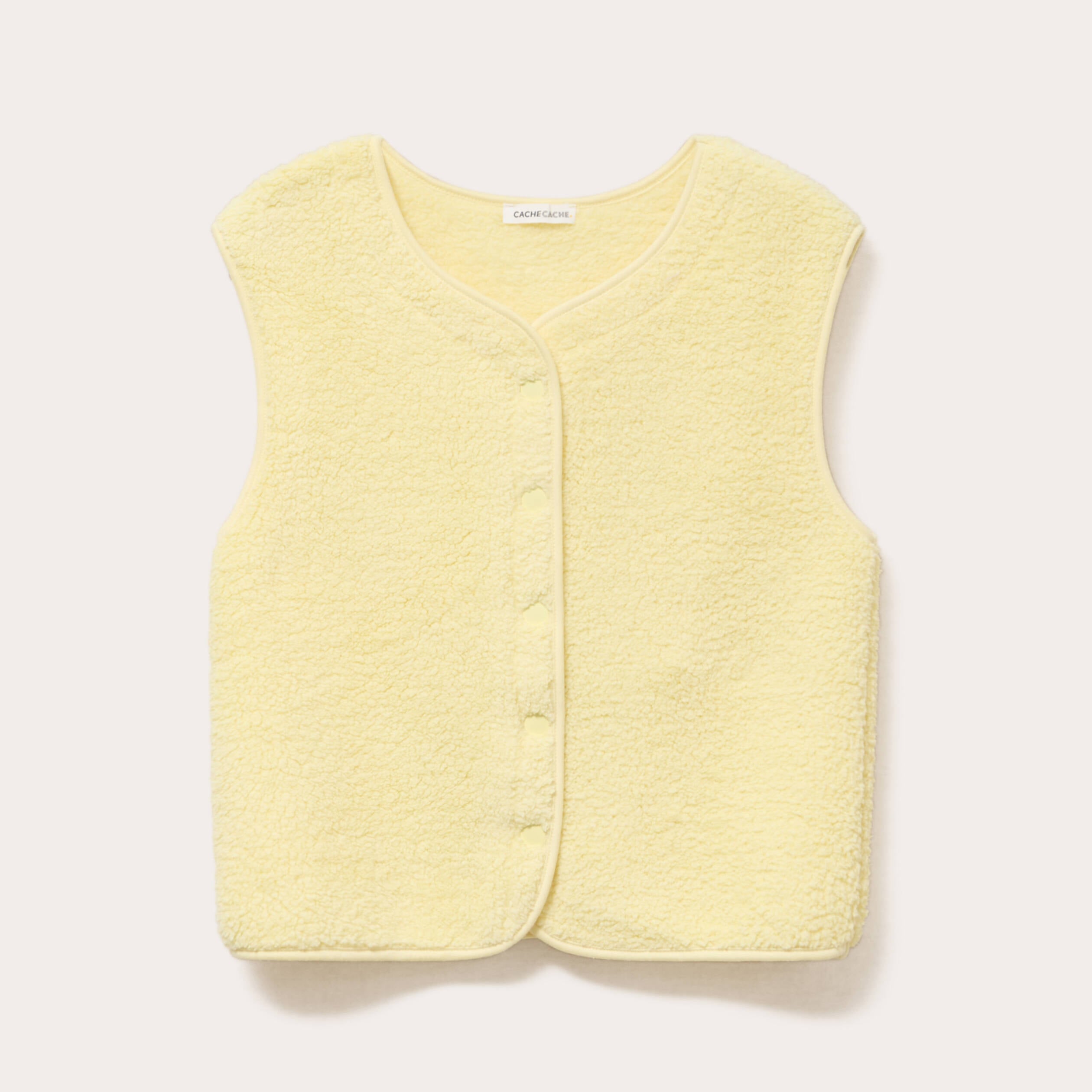 Gilet sans manches effet polaire jaune clair femme