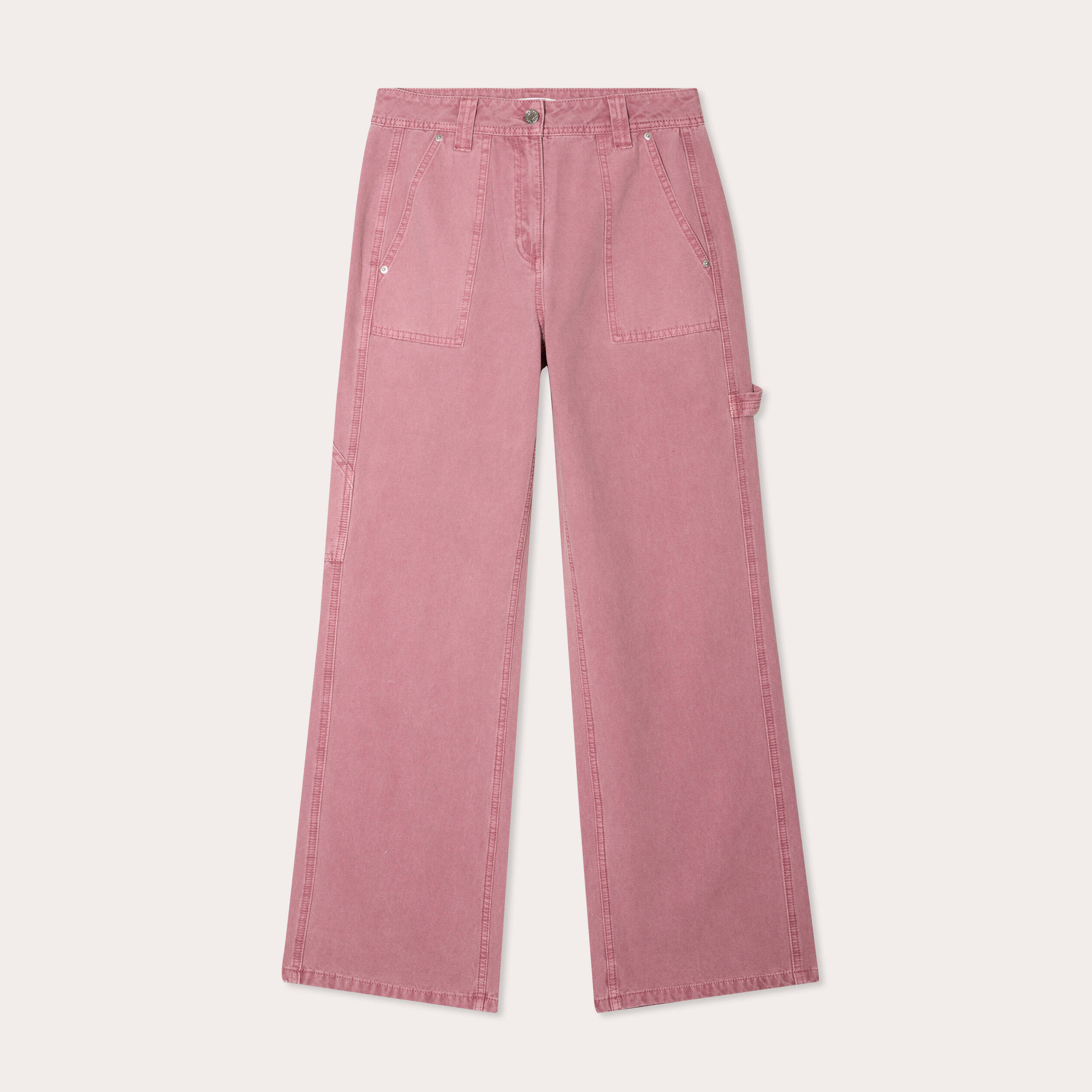 Jean wide leg carpenter vieux rose femme