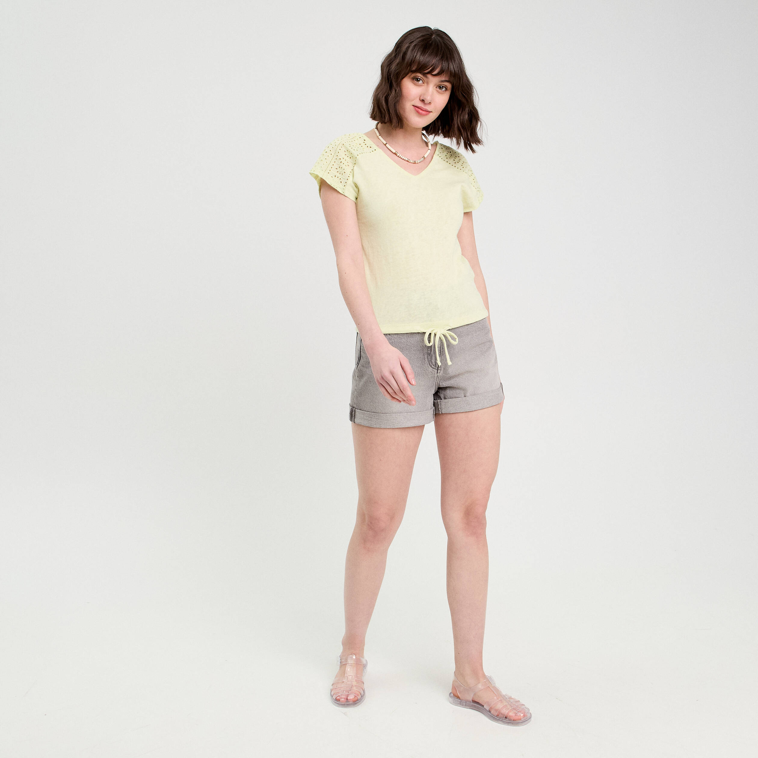 T-shirt manches courtes vert clair femme