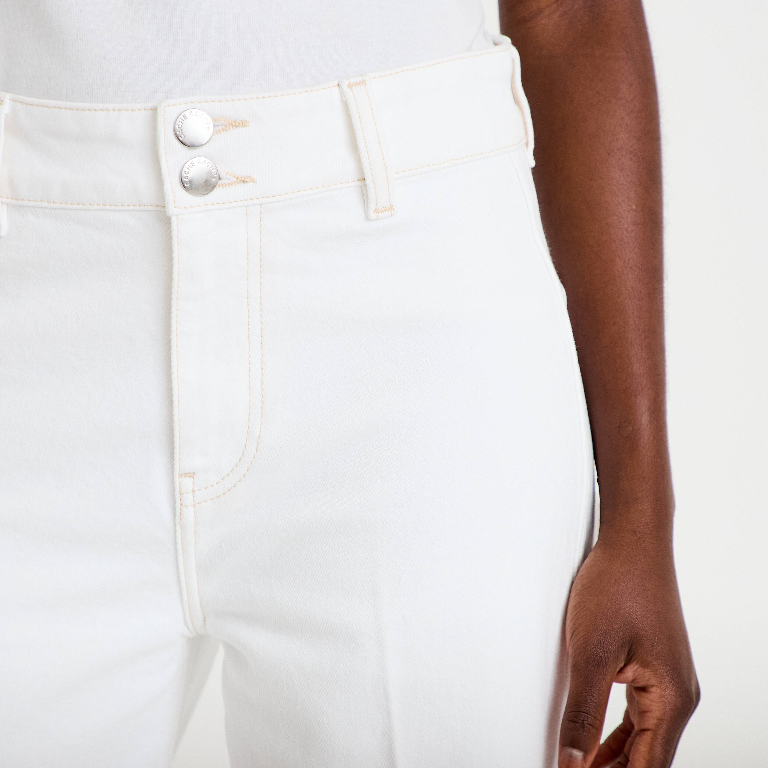 Jean wide leg taille haute denim blanc femme