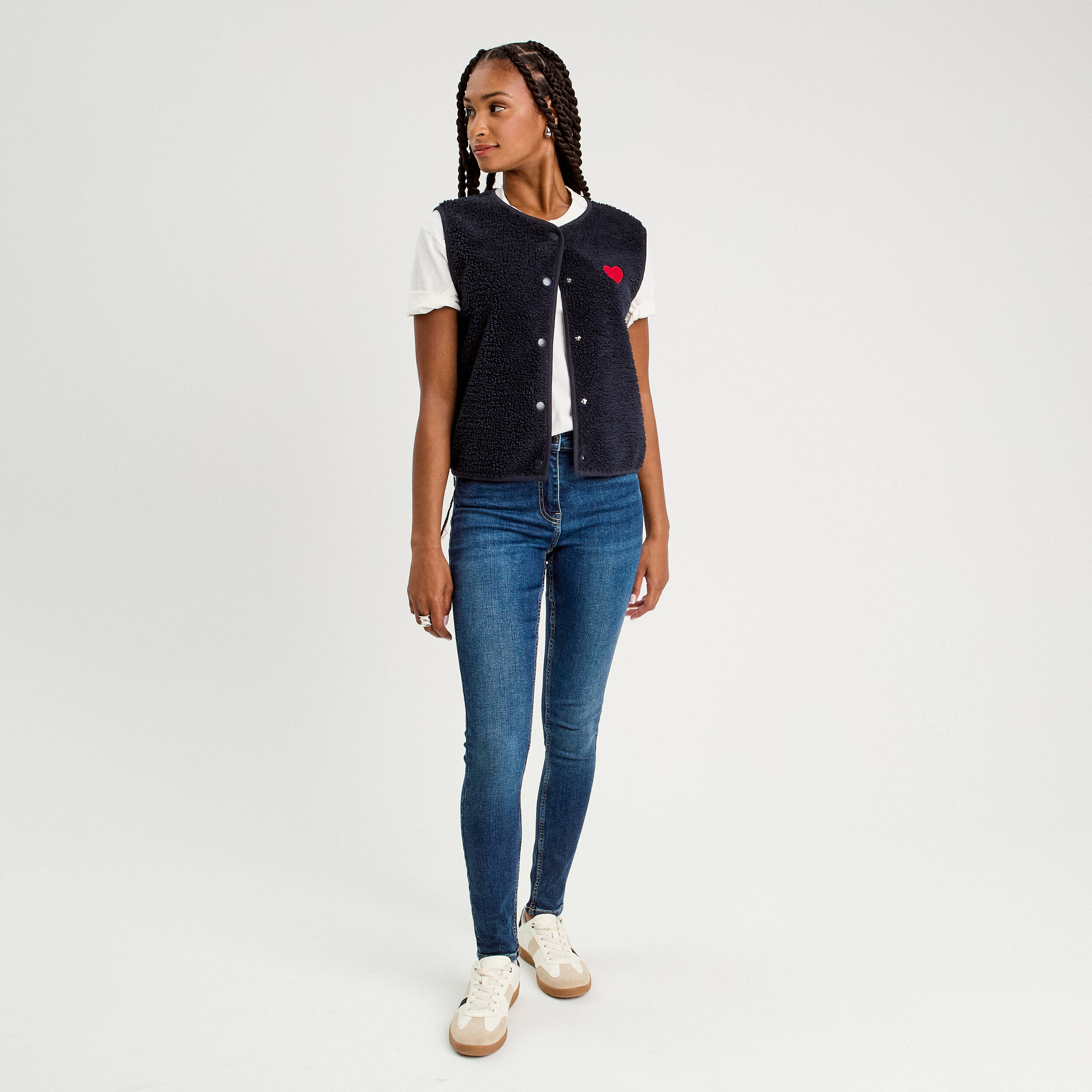 Jean skinny push-up taille standard denim stone femme