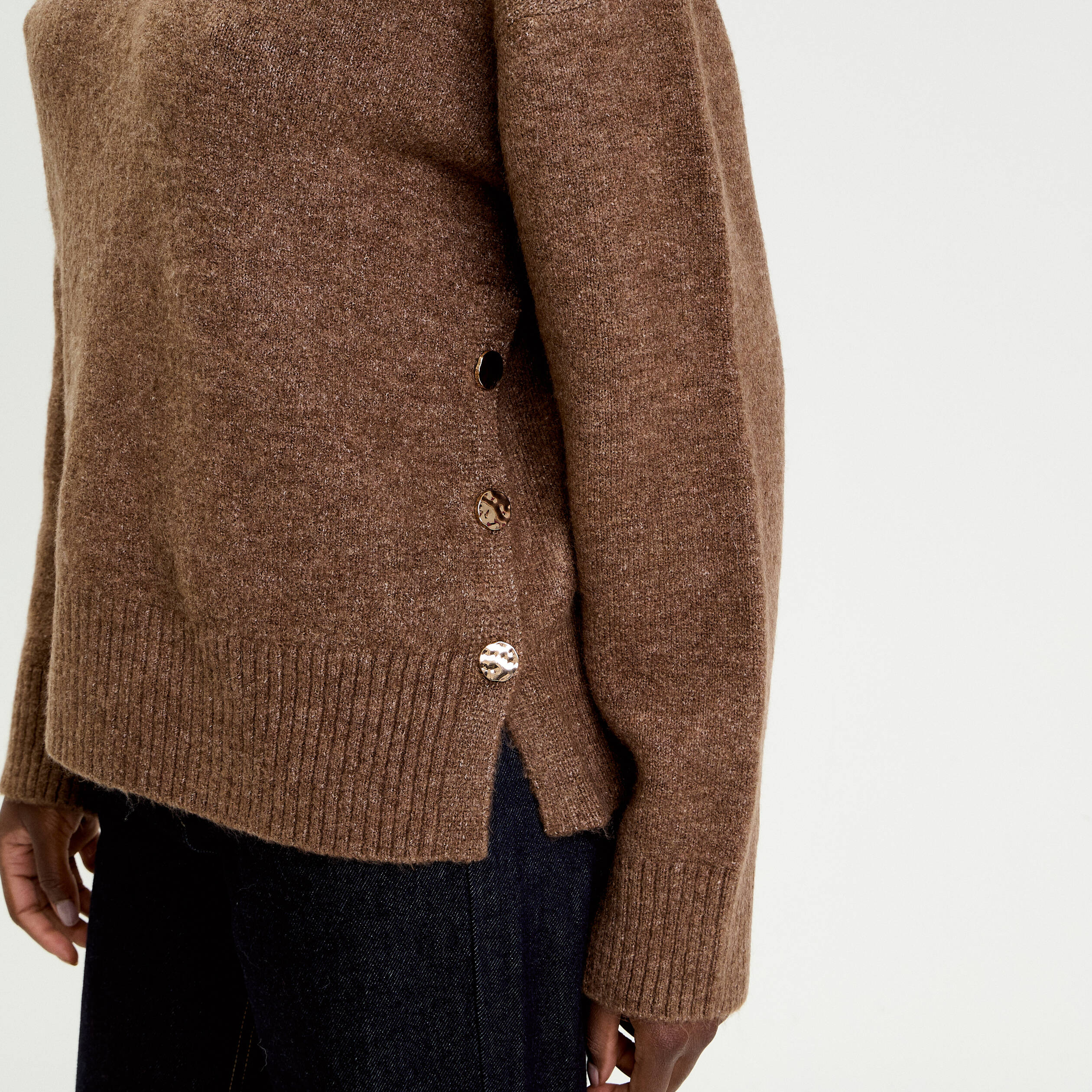 Pull manches longues marron clair femme