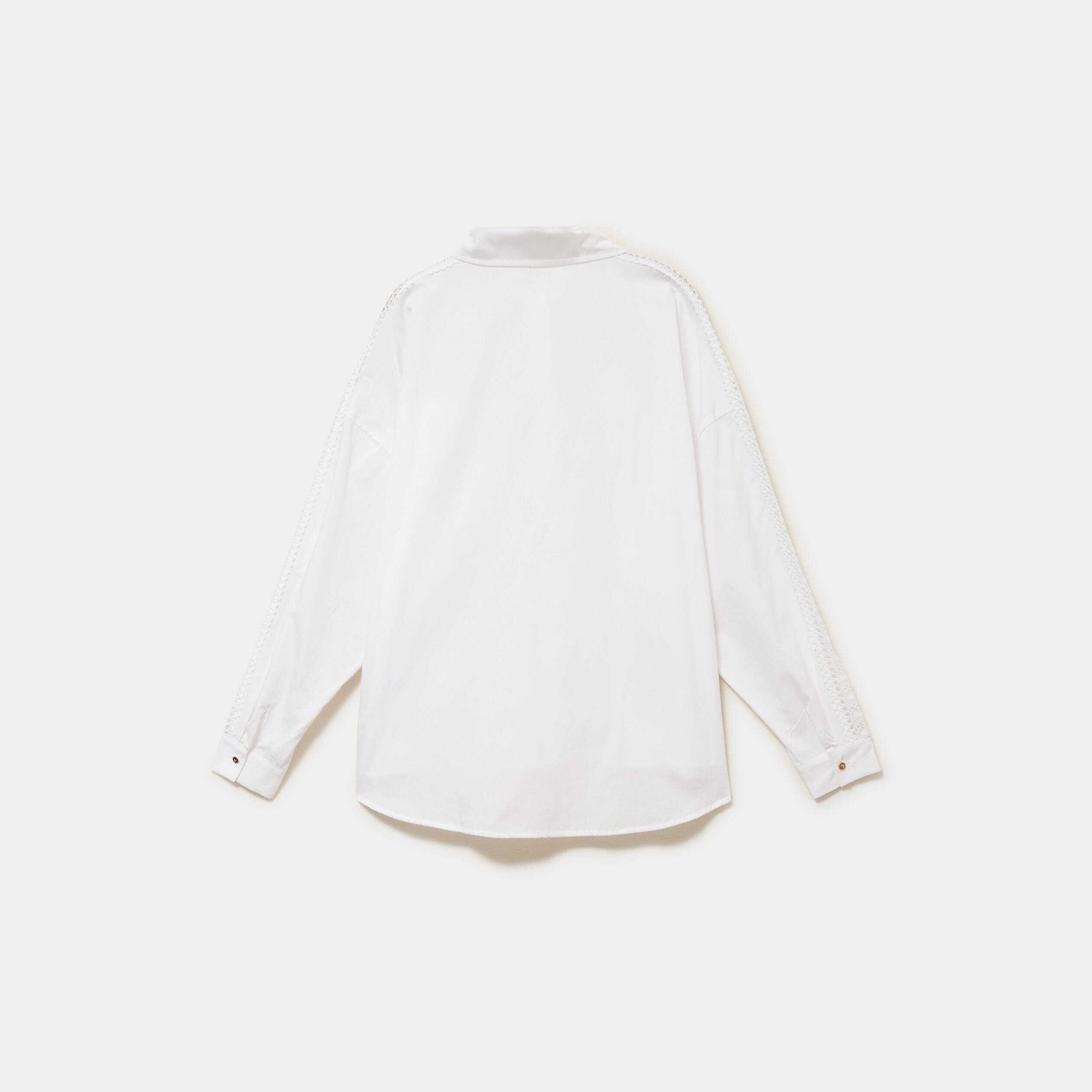 Chemise d&eacute;tails dentelle ecru femme