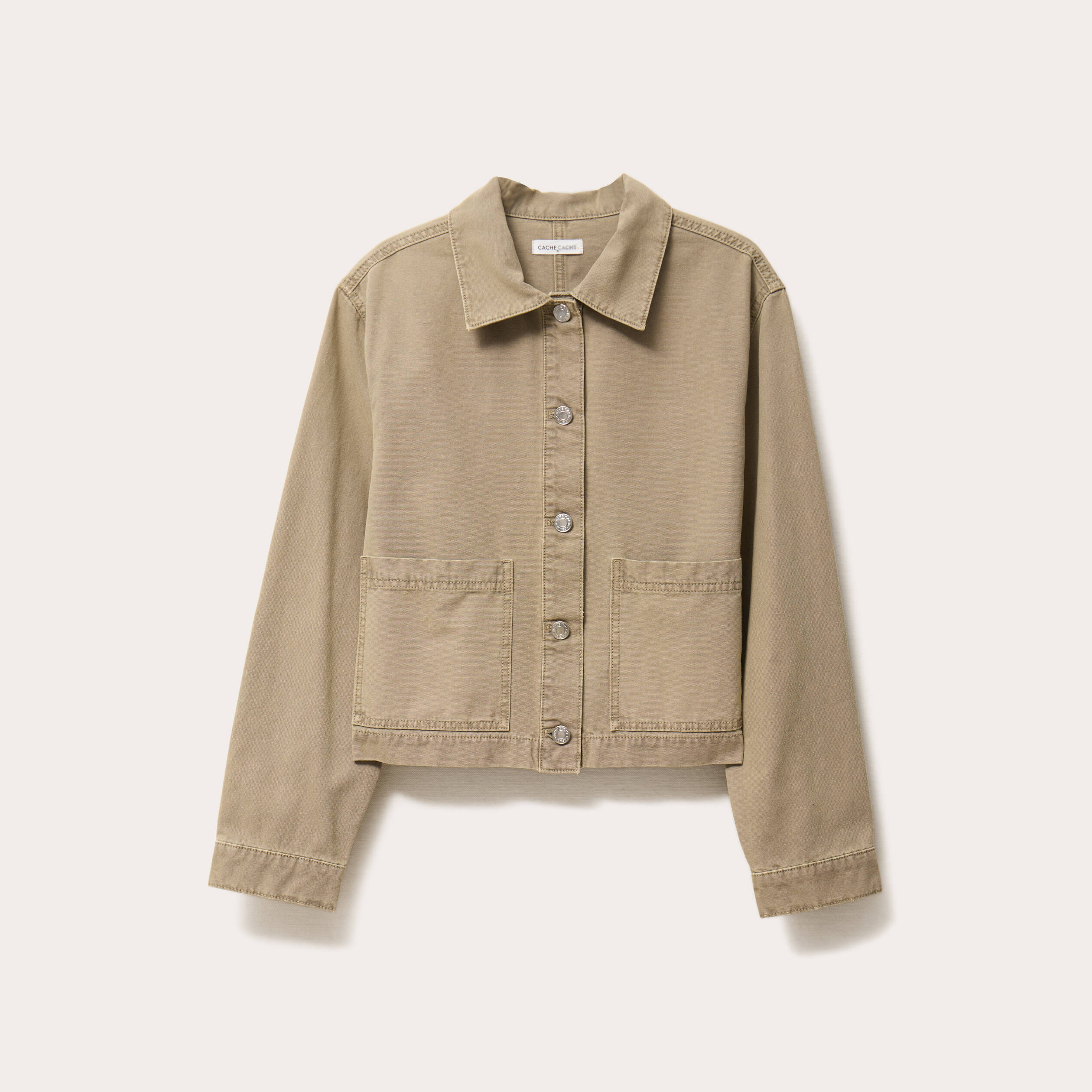 Veste droite boutonn&eacute;e vert pastel femme