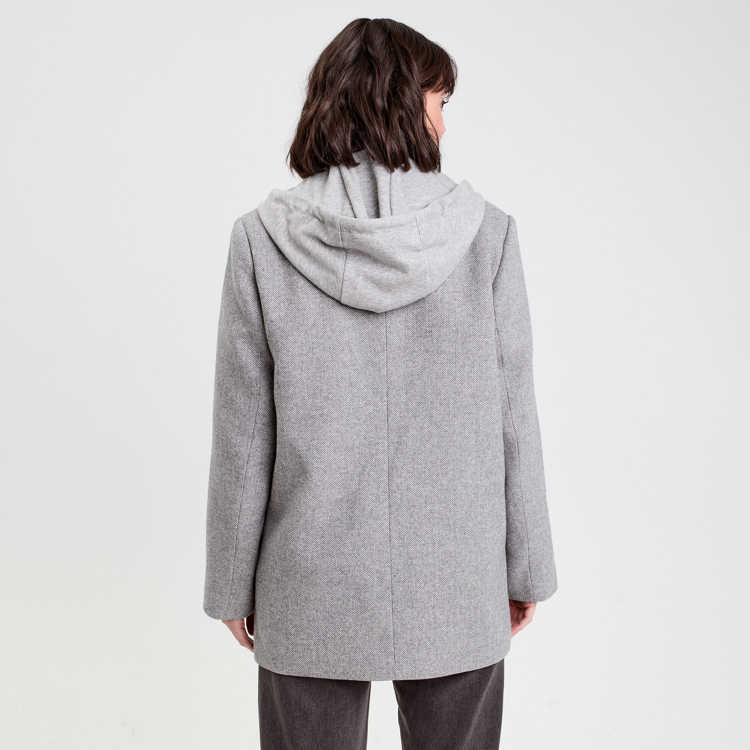 Blazer oversize capuche amovible gris clair femme