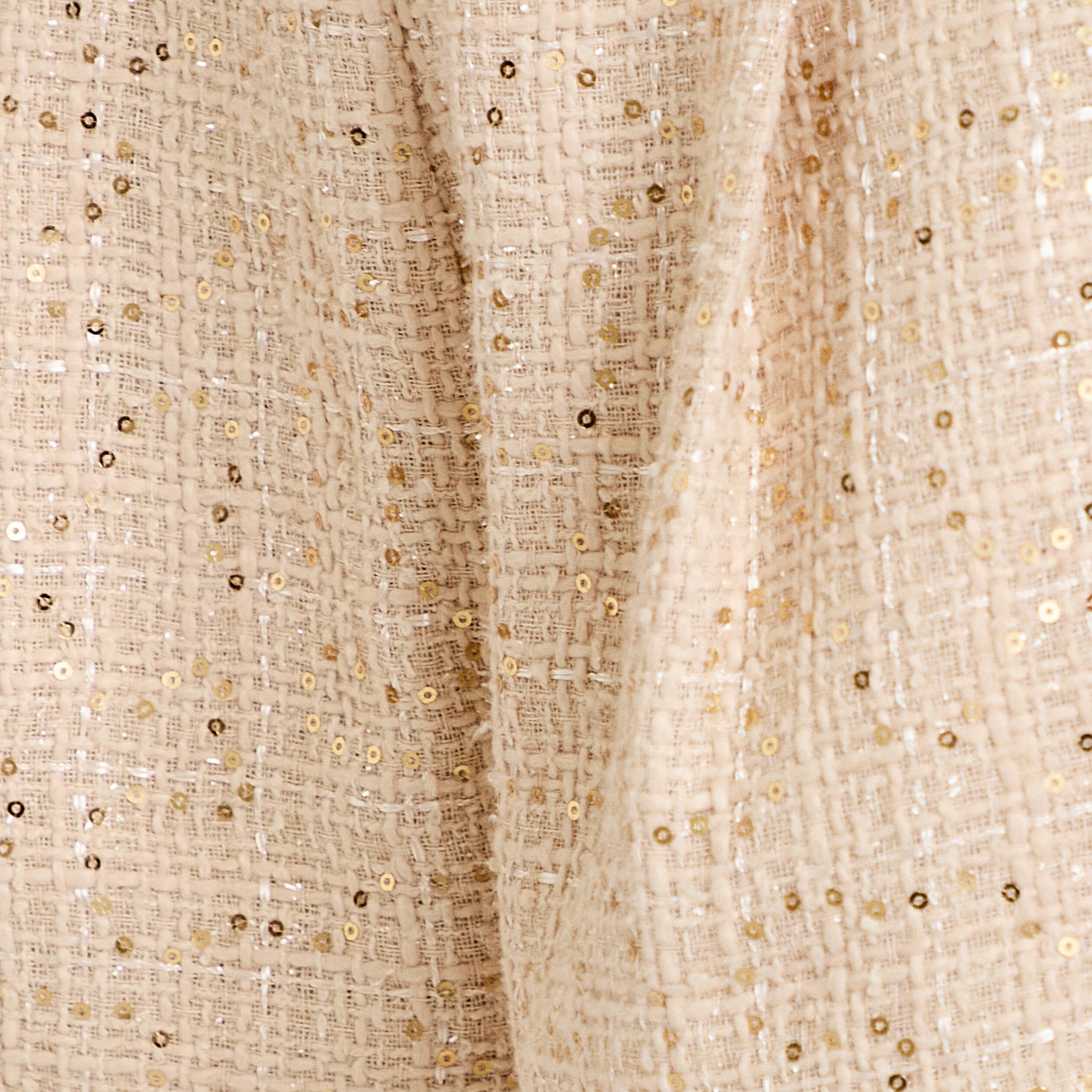 Short large taille haute en tweed ivoire femme