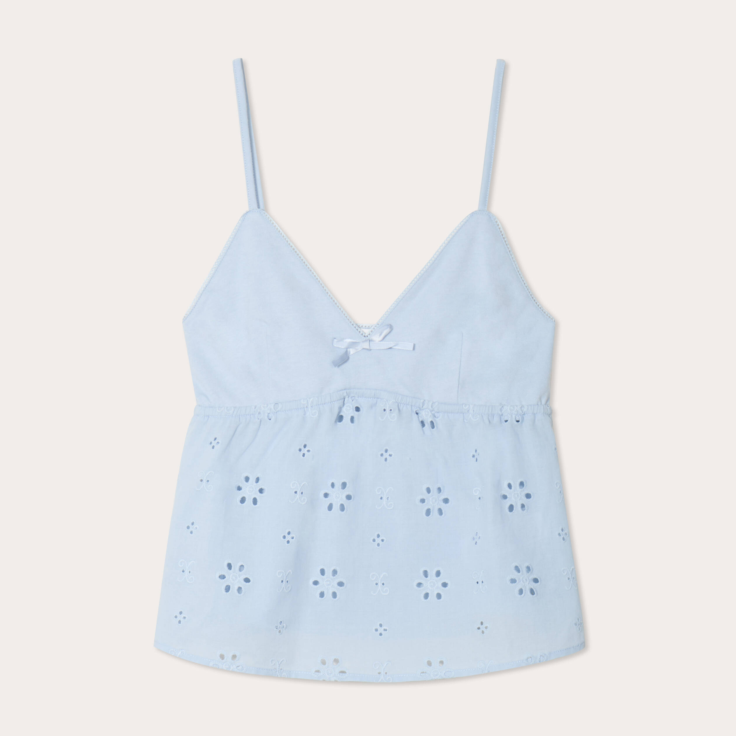 D&eacute;bardeur broderie anglaise bleu clair femme