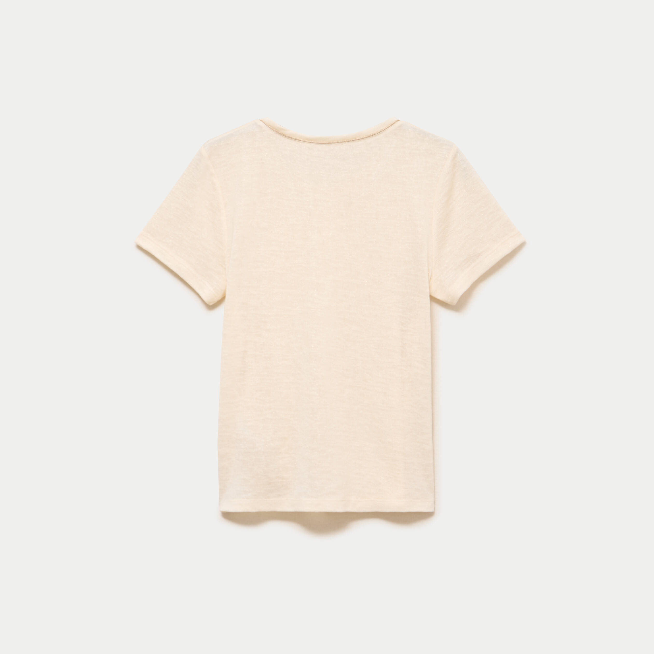 T-shirt col rond manches courtes couleur or femme