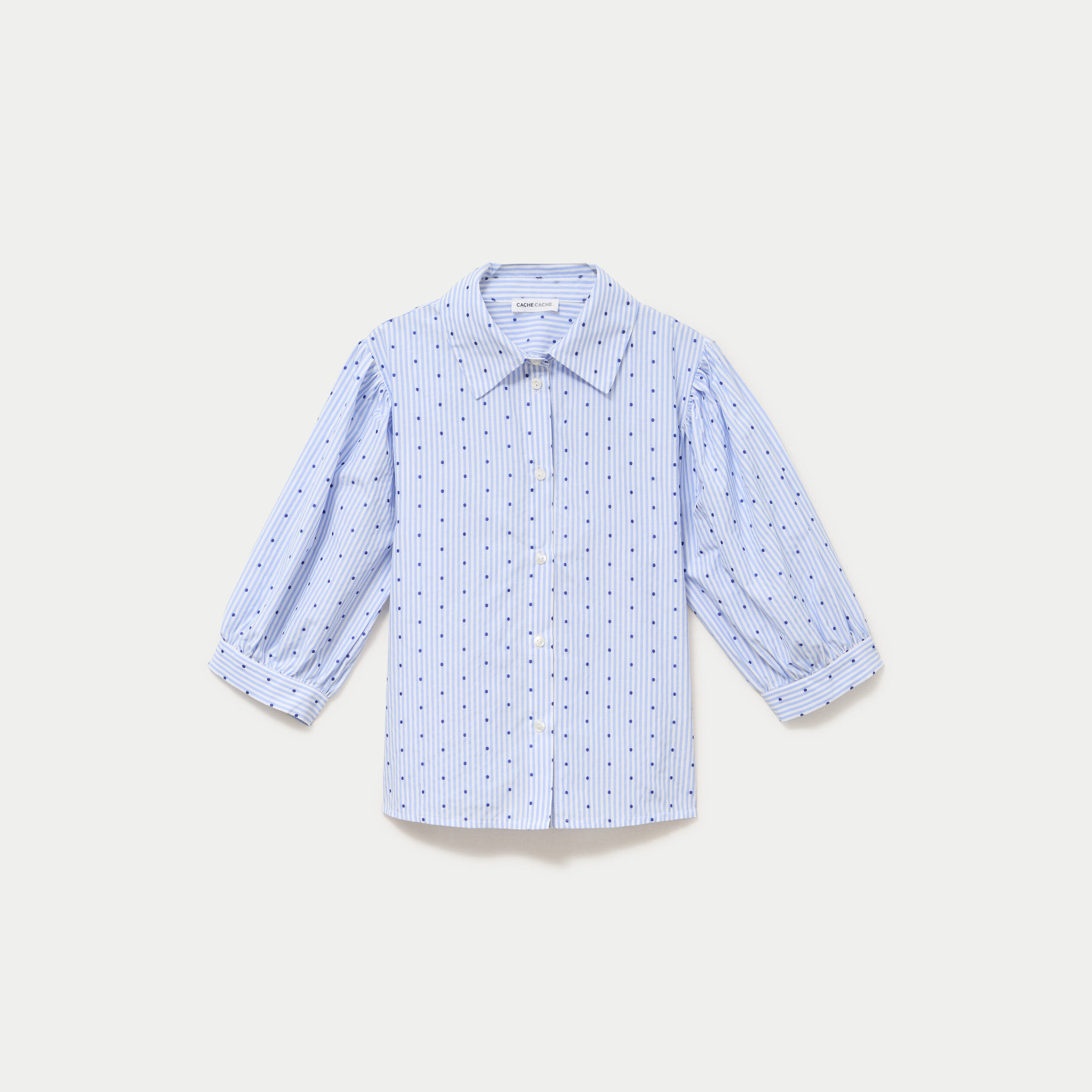 Chemise coupe ample manches 3/4 bleu femme