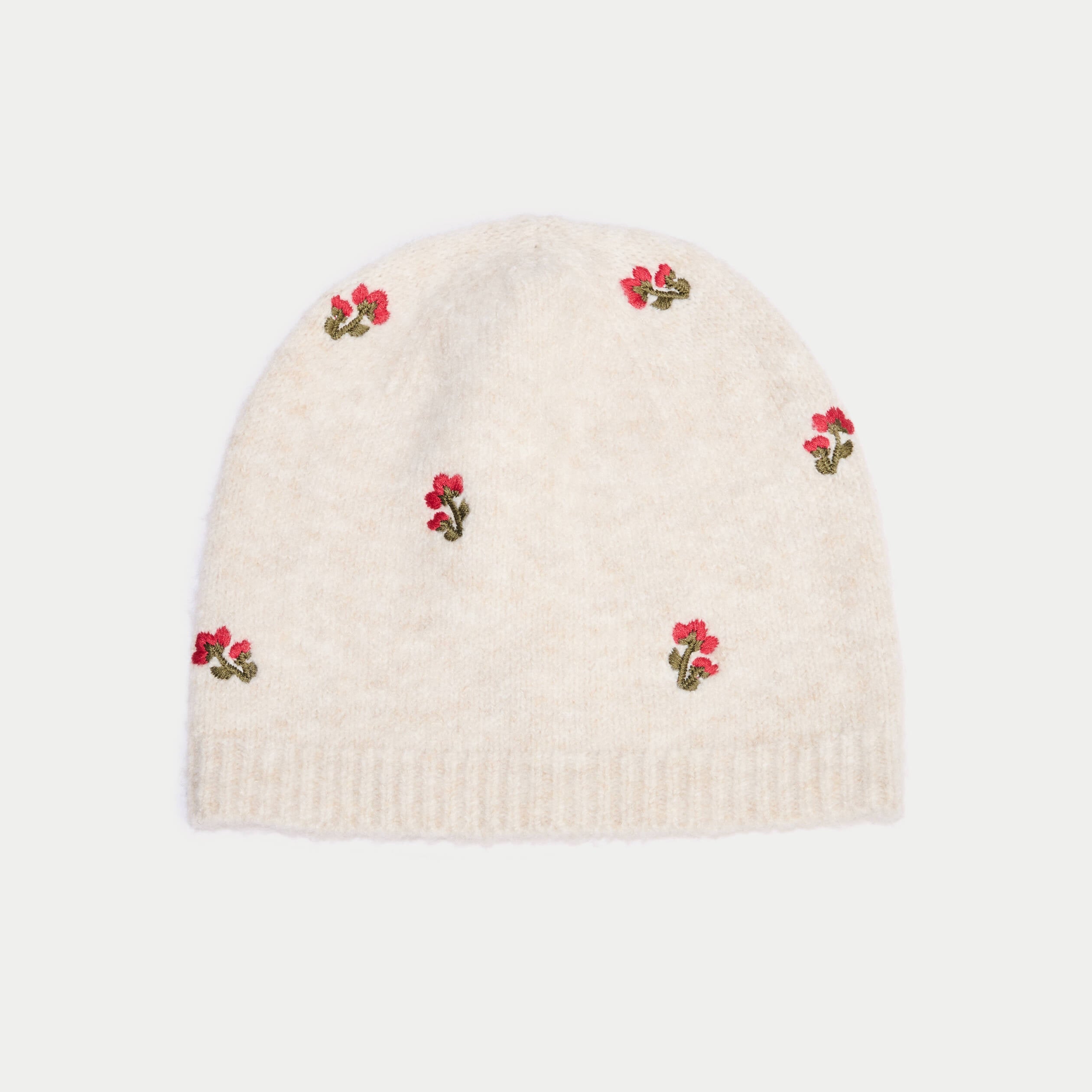 Bonnet avec broderie ecru femme