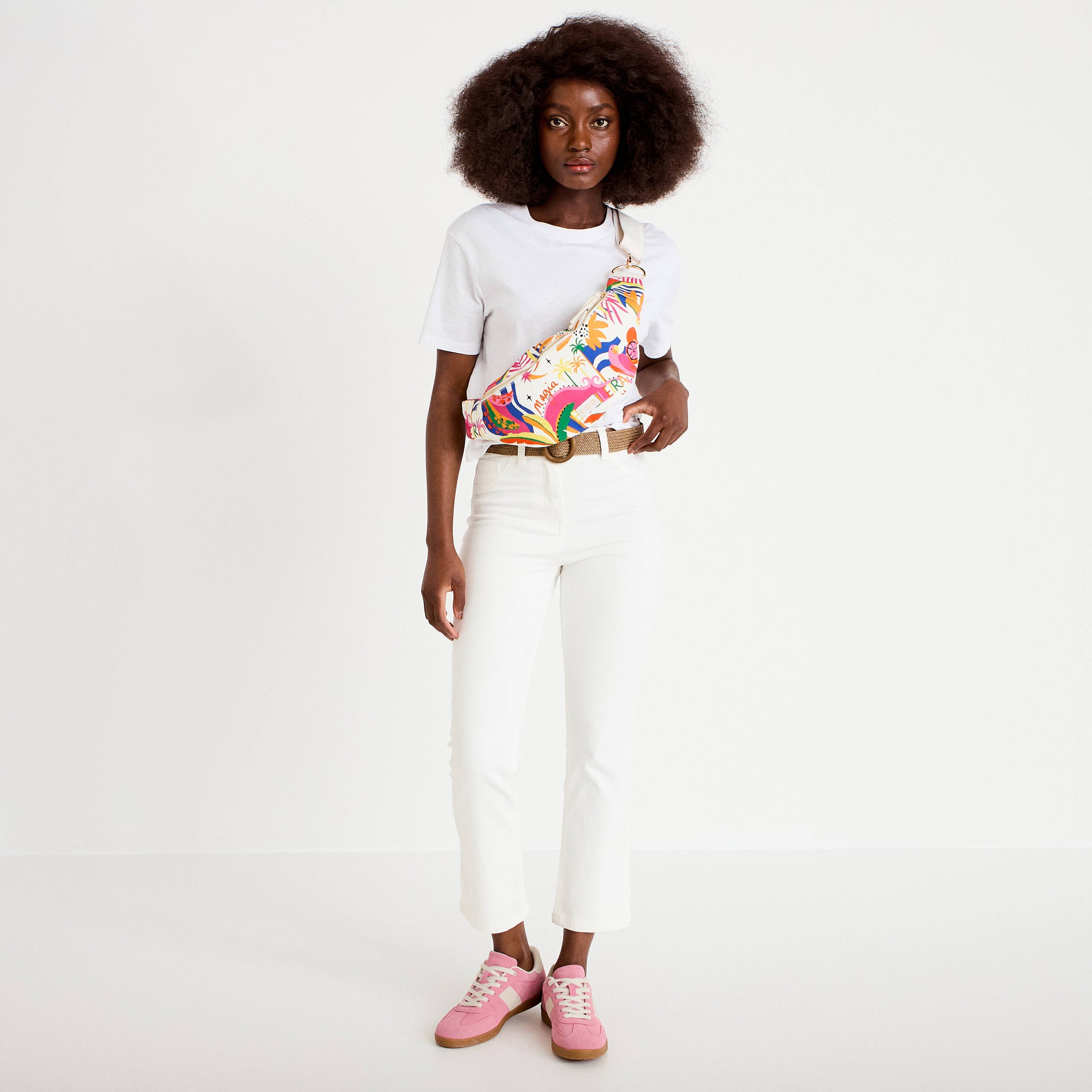 Jean bootcut cropped taille haute ecru femme