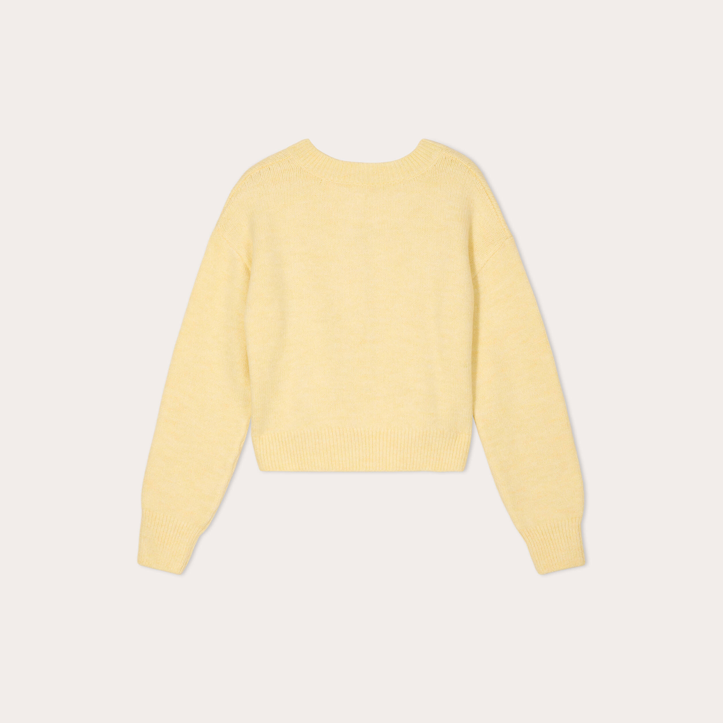 Gilet court nou&eacute; jaune clair femme