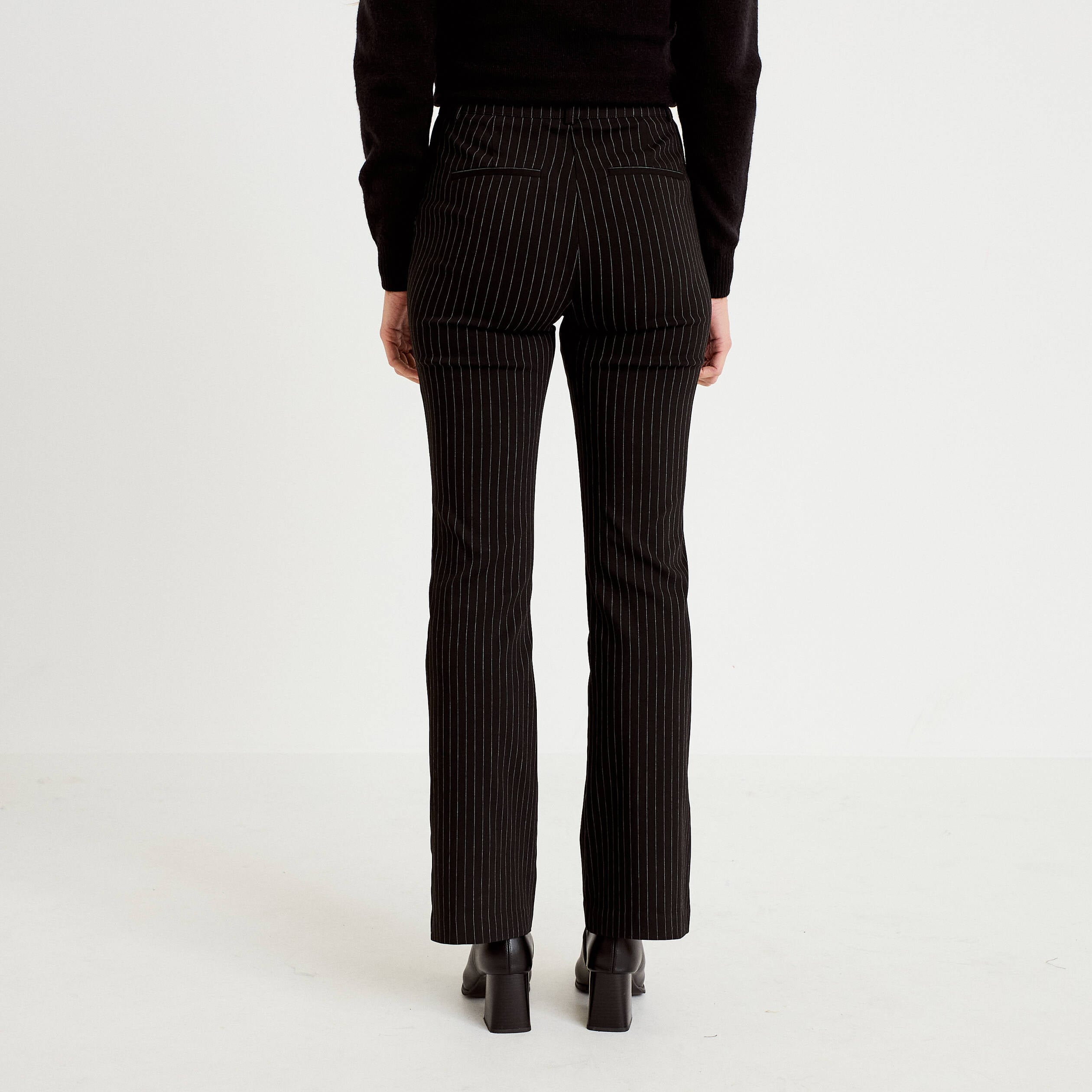 Pantalon bootcut taille haute noir femme