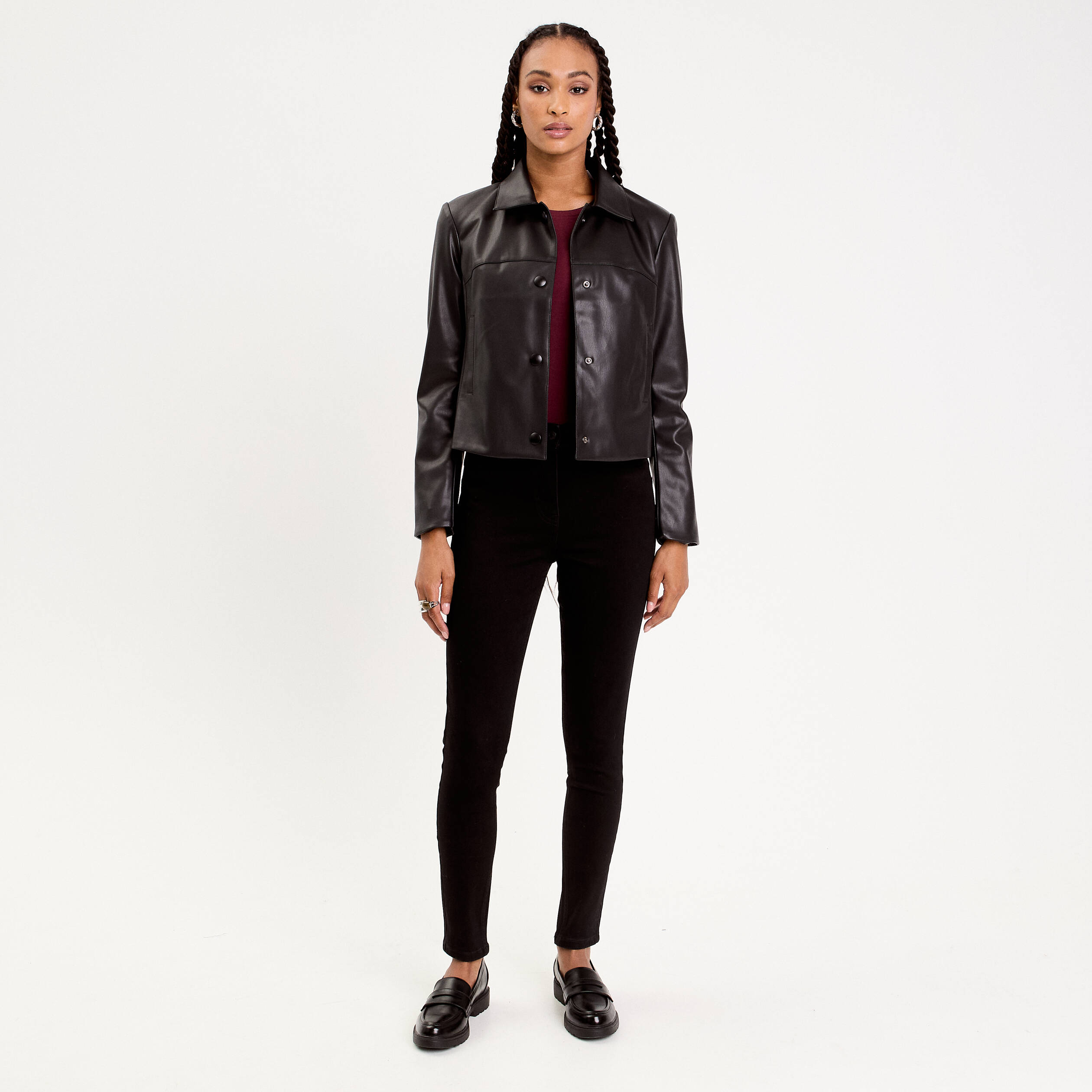 Jean skinny push-up taille standard denim noir femme
