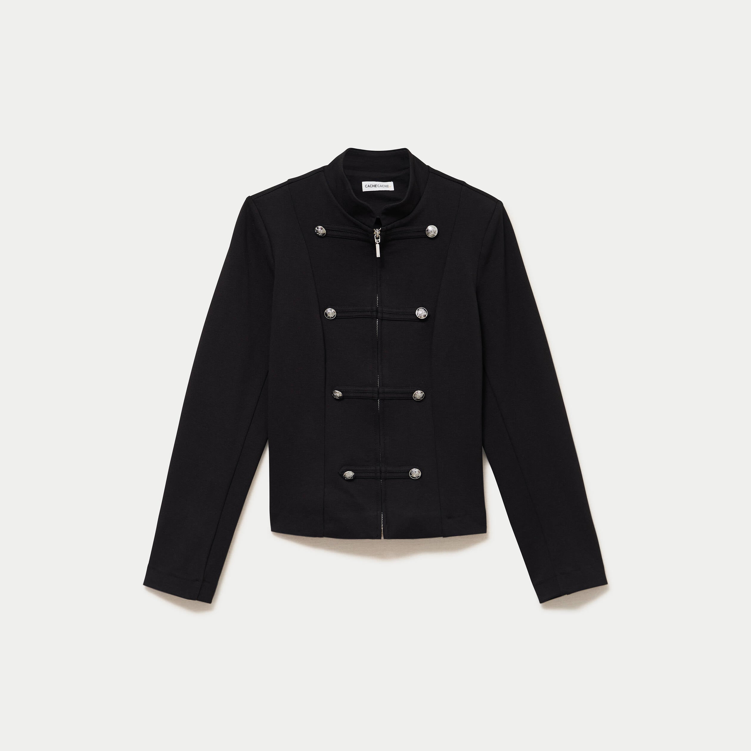 Veste ajust&eacute;e manches longues noir femme