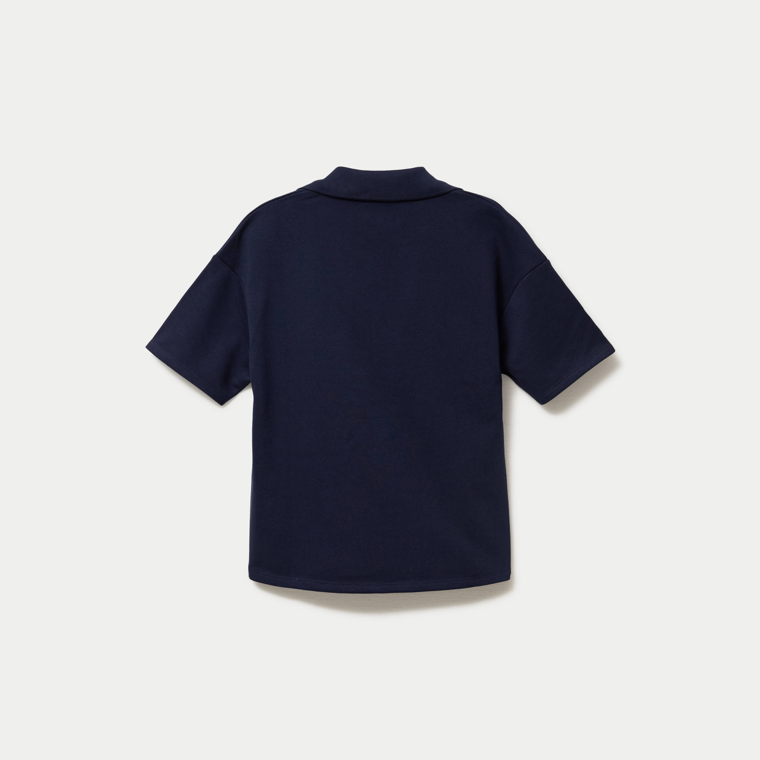 Sweat col chemise manches courtes bleu marine femme