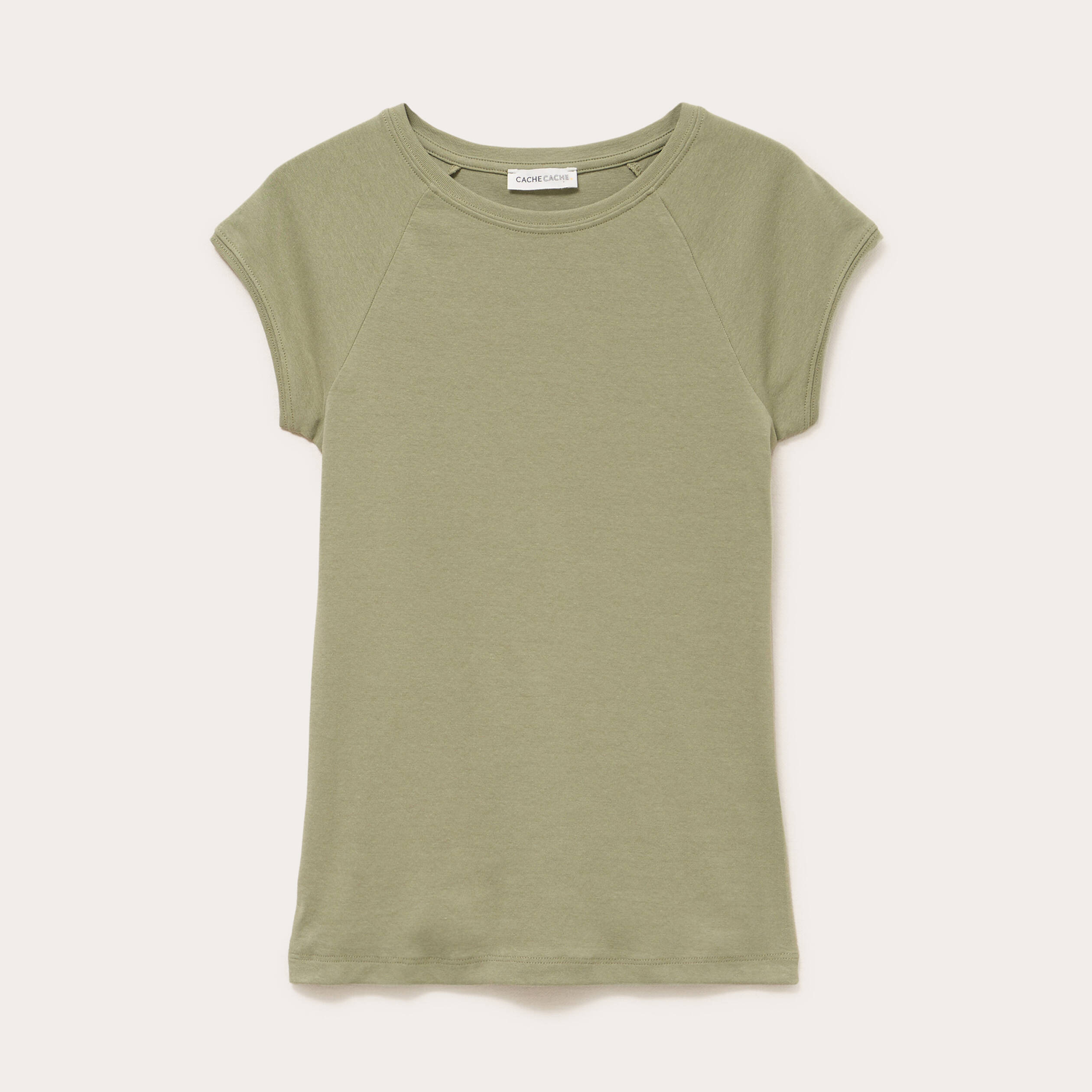 T-shirt manches courtes vert kaki femme