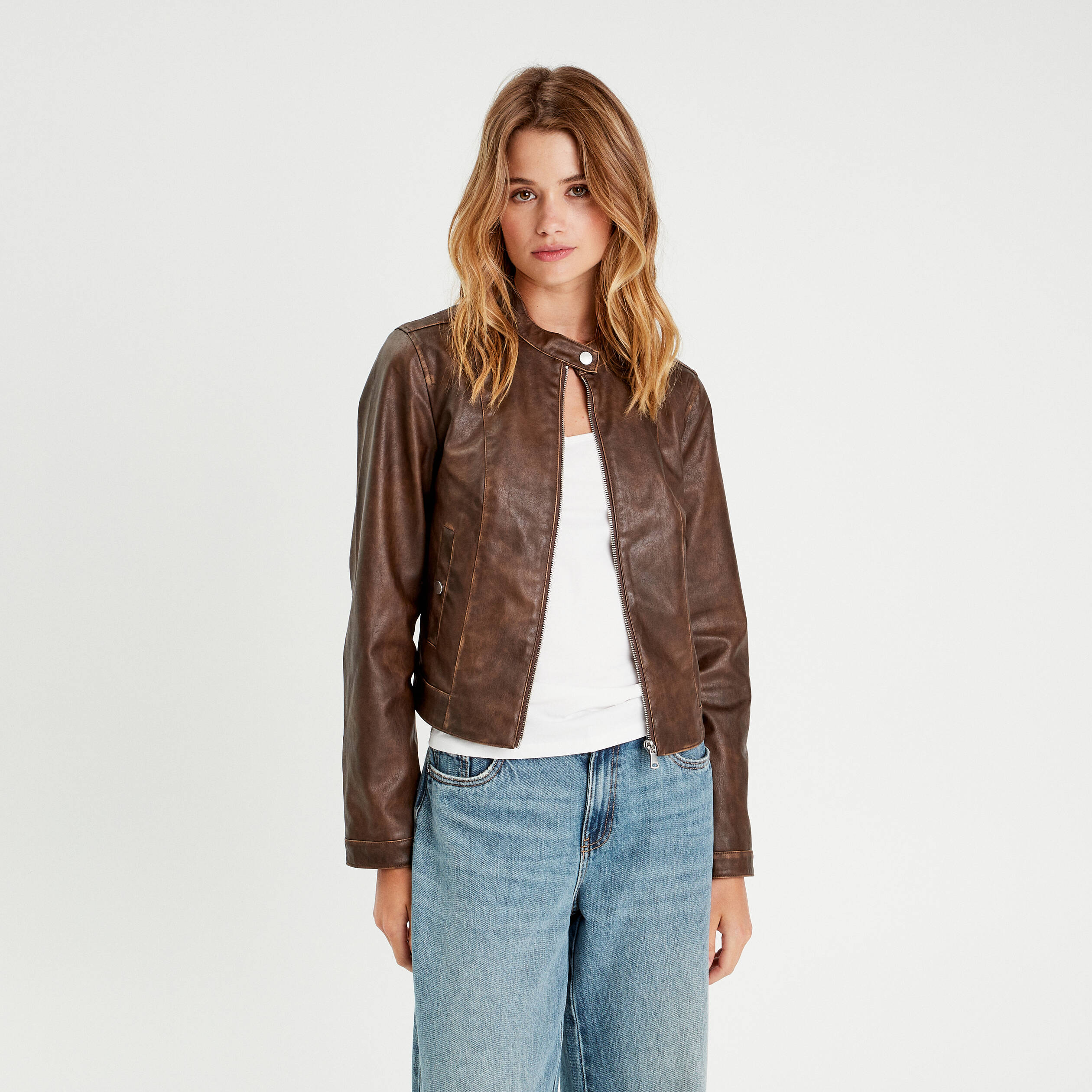 Veste Simili Cuir Noire Cacharel Taille 40 - Occasion Très Bon état, Style Régulier Femme