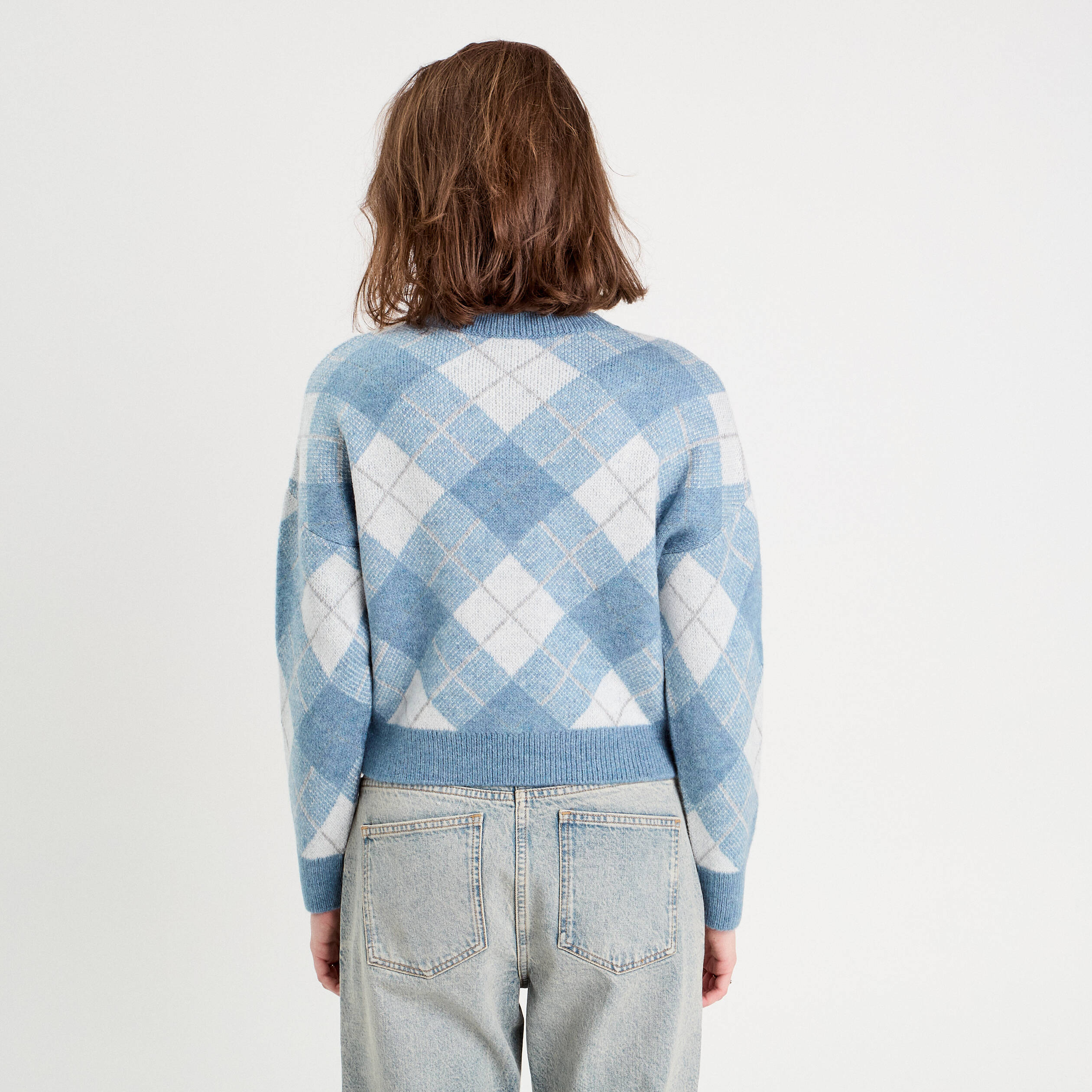 Pull manches longues bleu femme