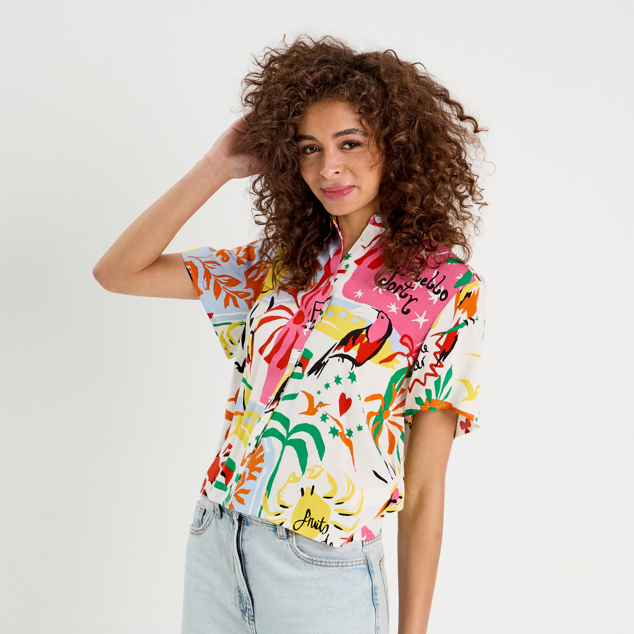 Chemise manches courtes blanc femme