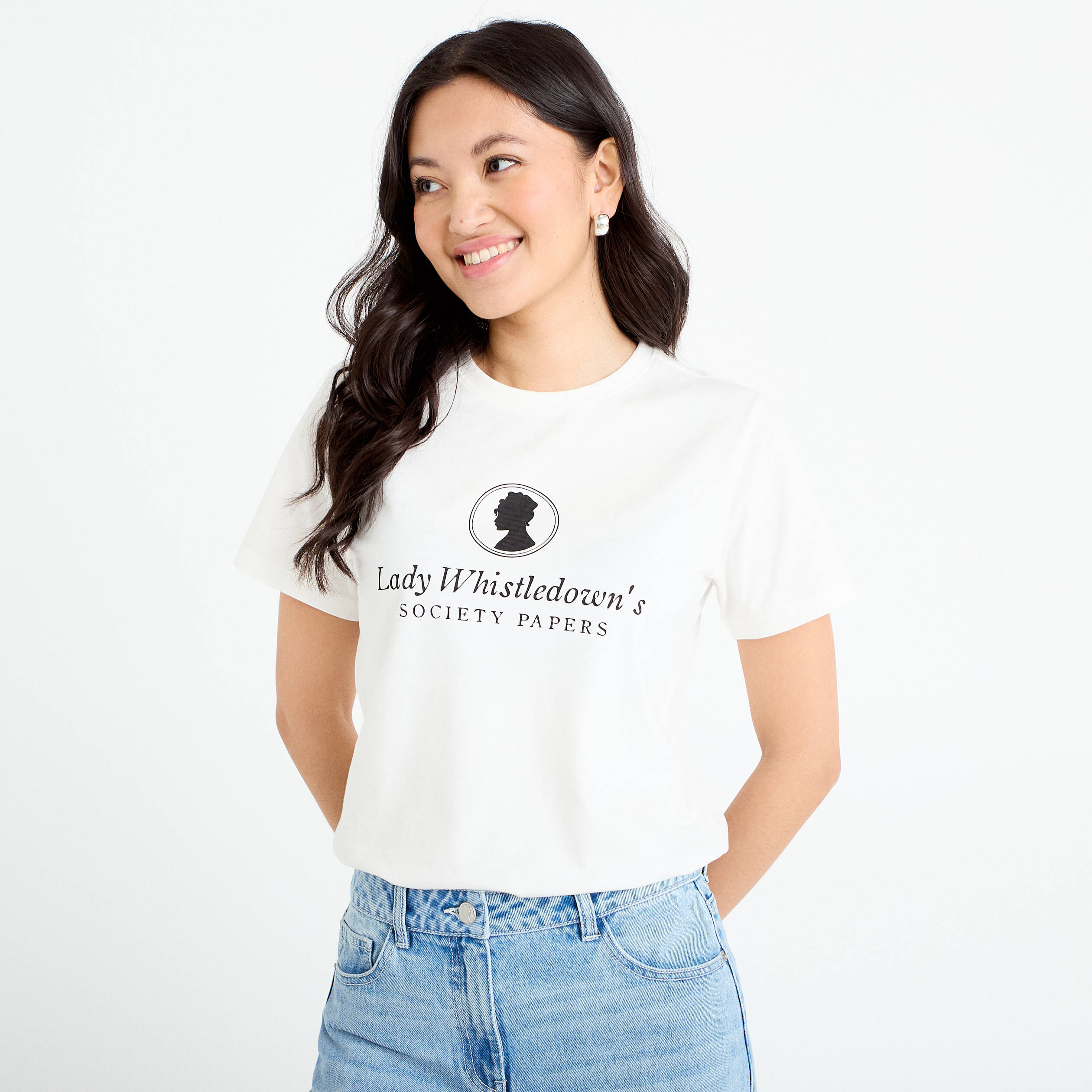 T-shirt col rond Bridgerton ecru femme