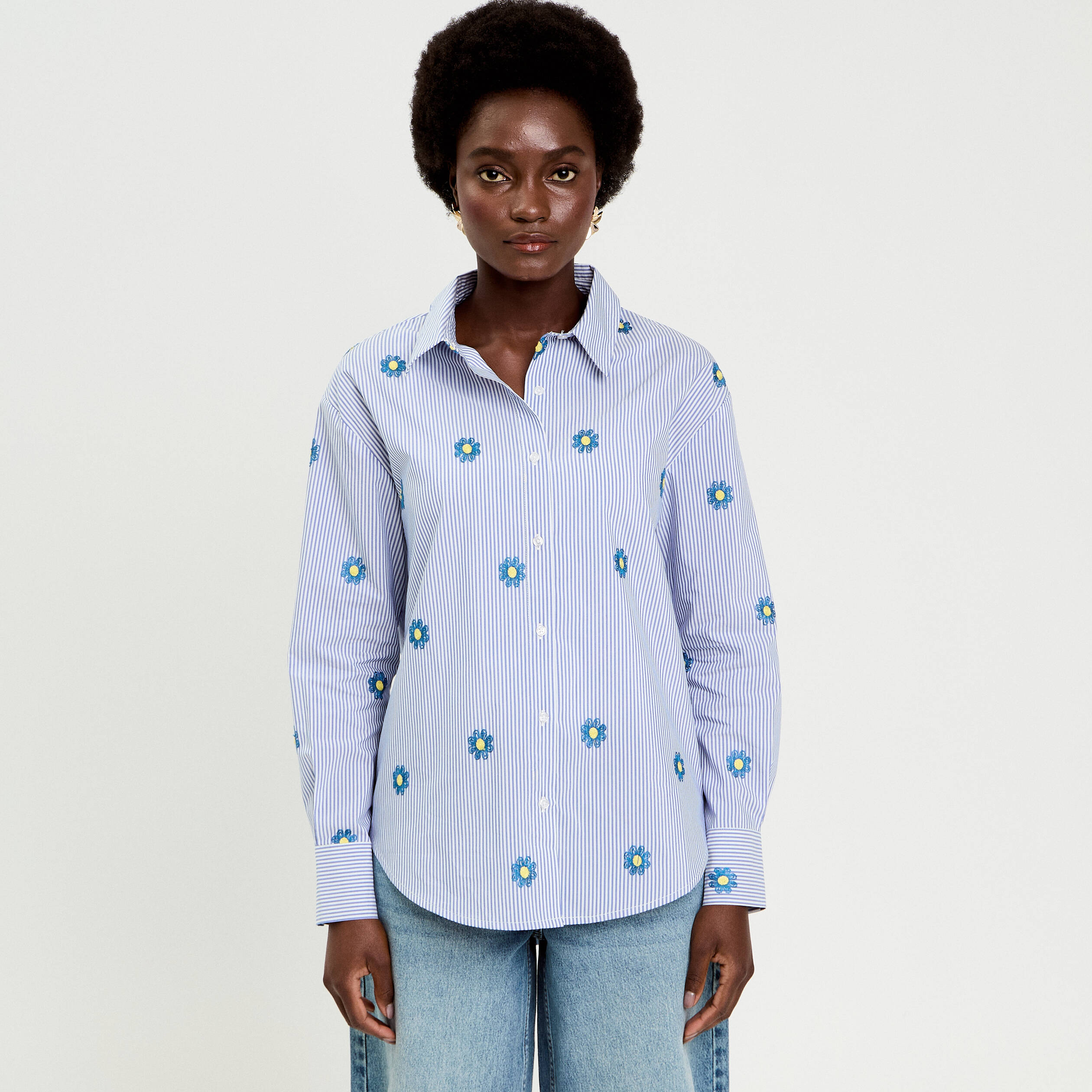 Chemise col classique manches longues blanc femme