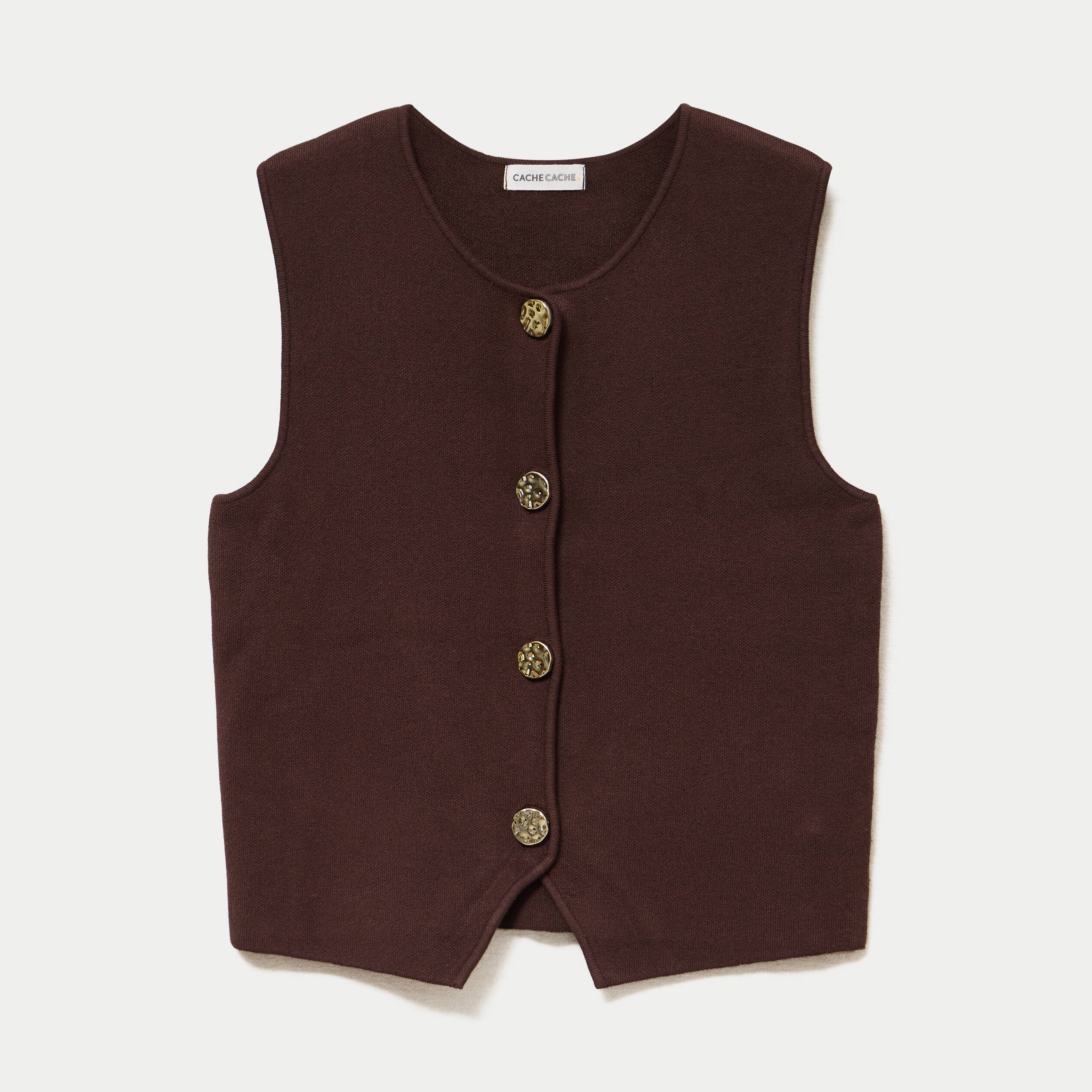 Gilet sans manches cropped marron fonc&eacute; femme
