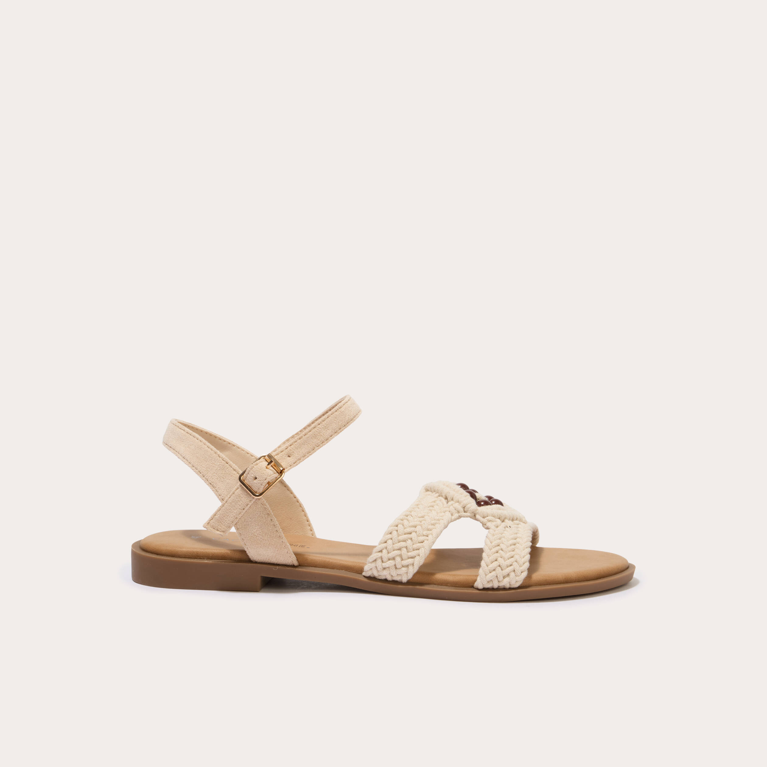 Sandales aspect chin&eacute; sable femme