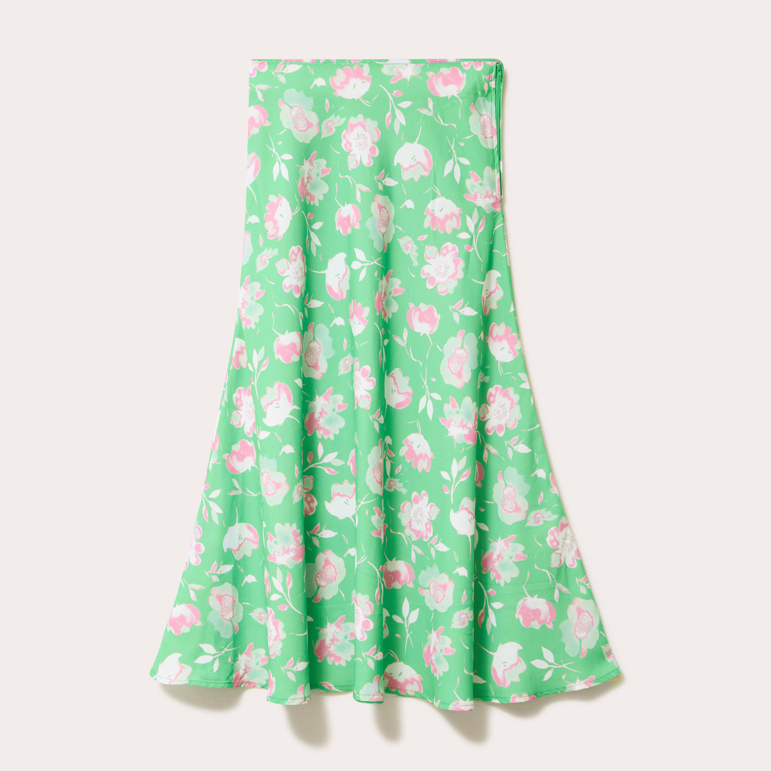 Jupe &eacute;vas&eacute;e longueur midi vert fluo femme