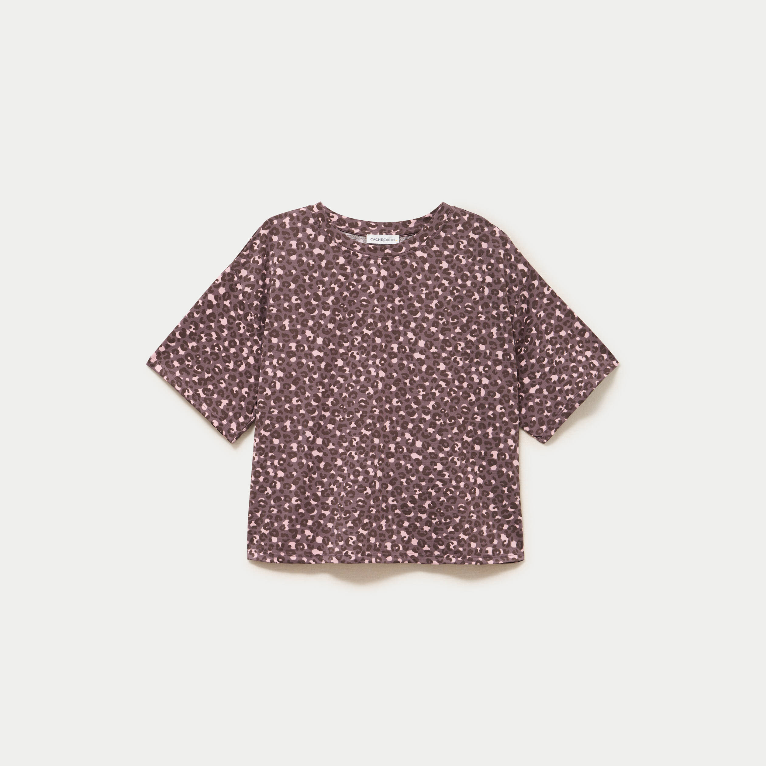 T-shirt col rond manches courtes violet femme