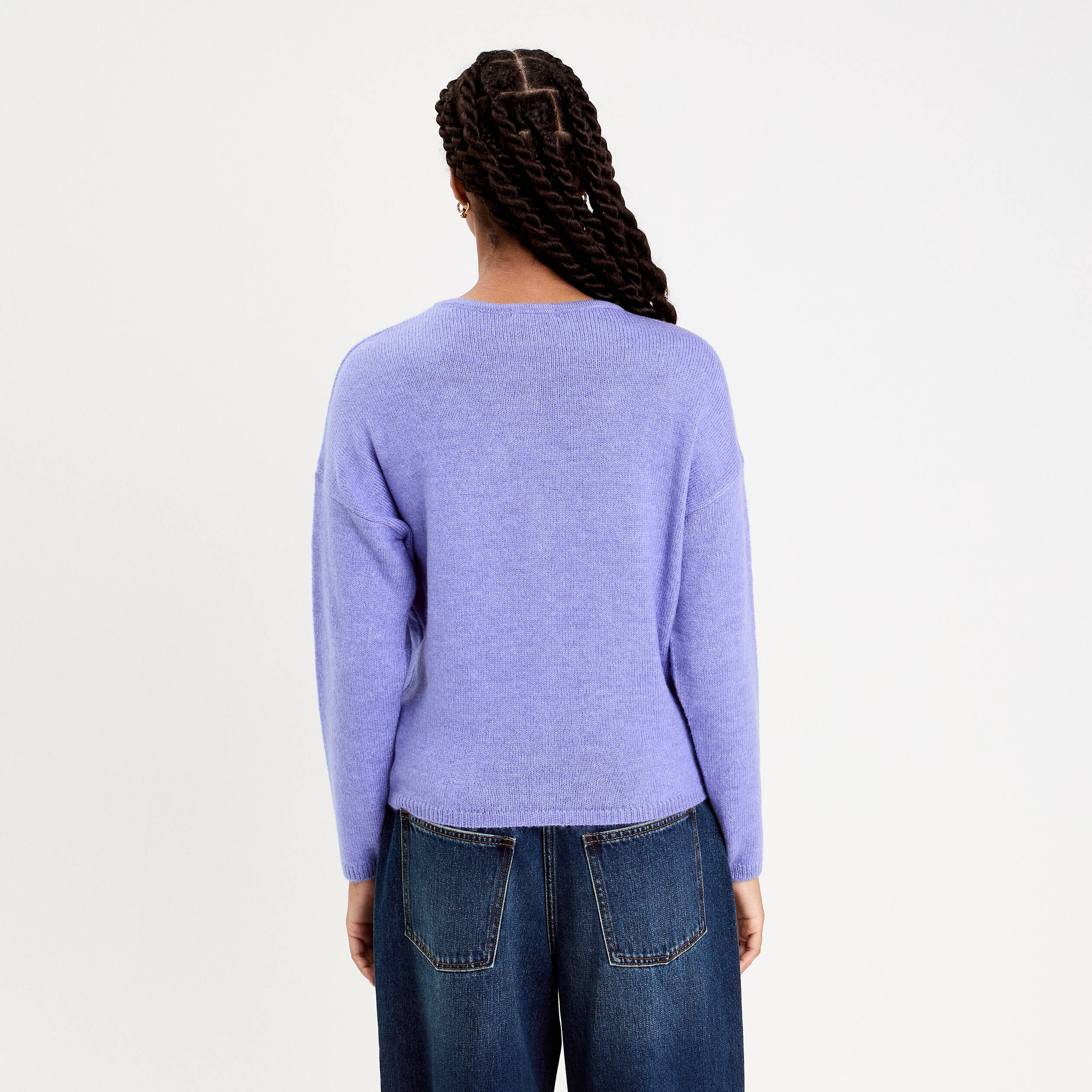Gilet boutonn&eacute; avec col en V bleu violet femme