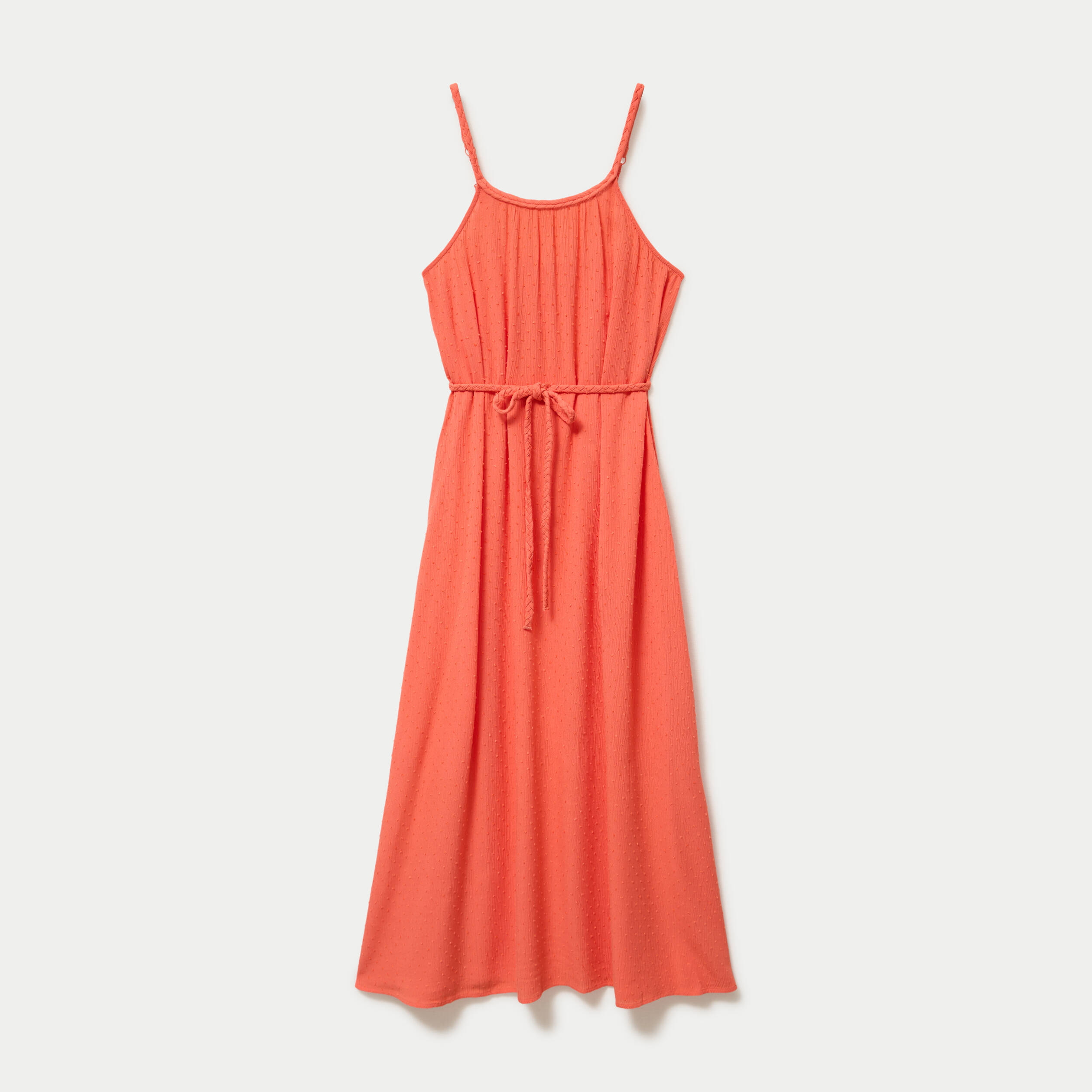 Robe longue &eacute;vas&eacute;e sans manches rouge corail femme