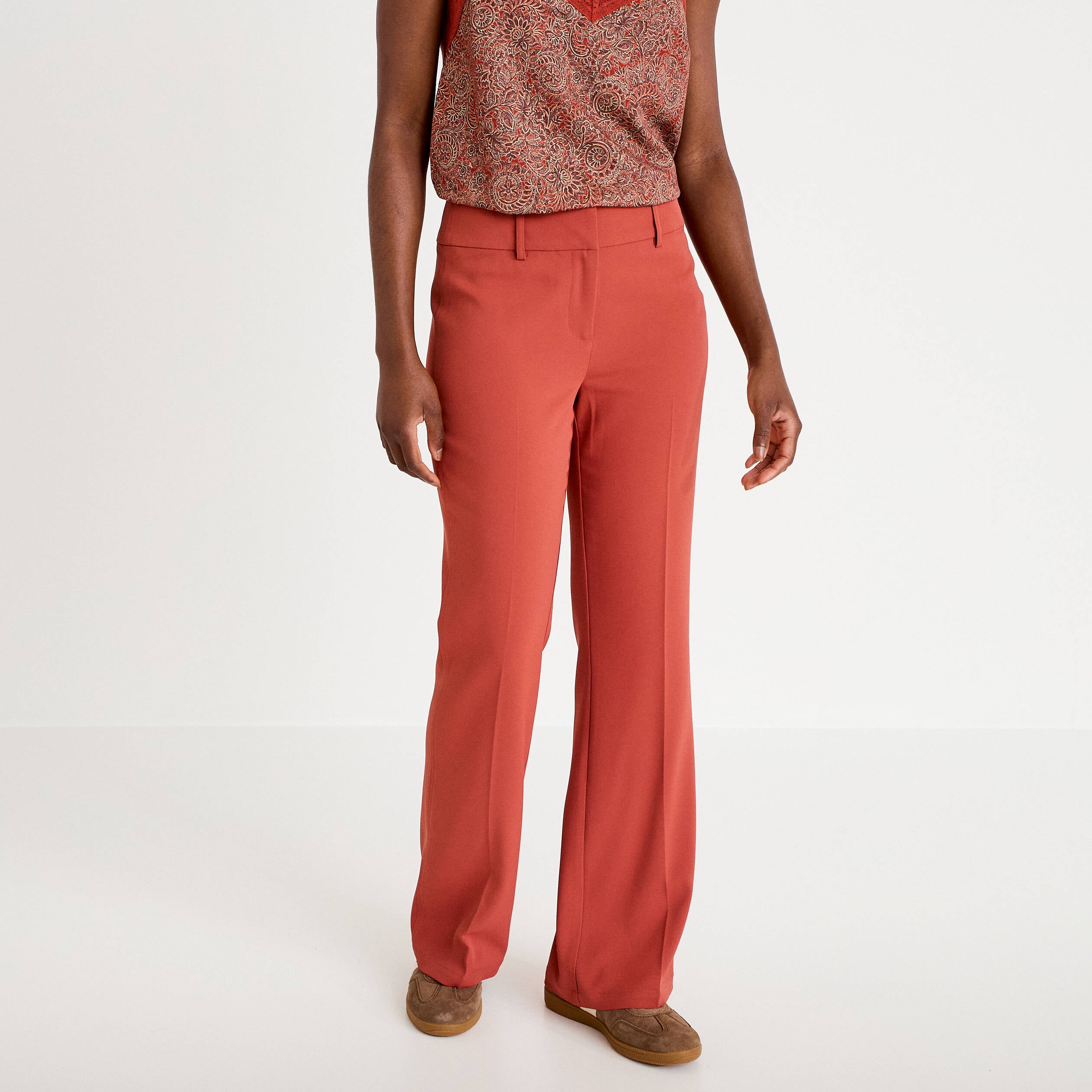 Pantalon bootcut taille standard vieux rose femme