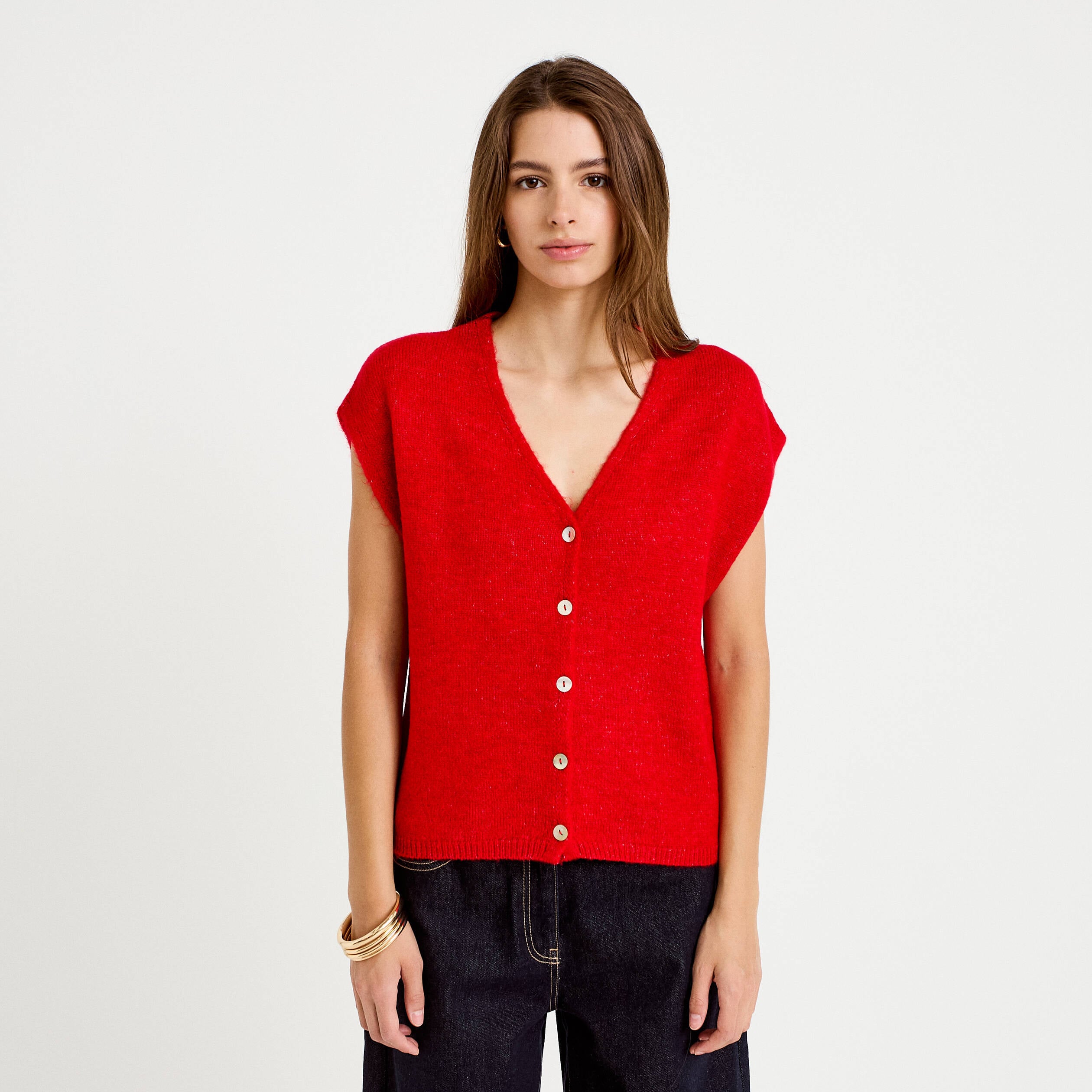Gilet sans manches rouge femme