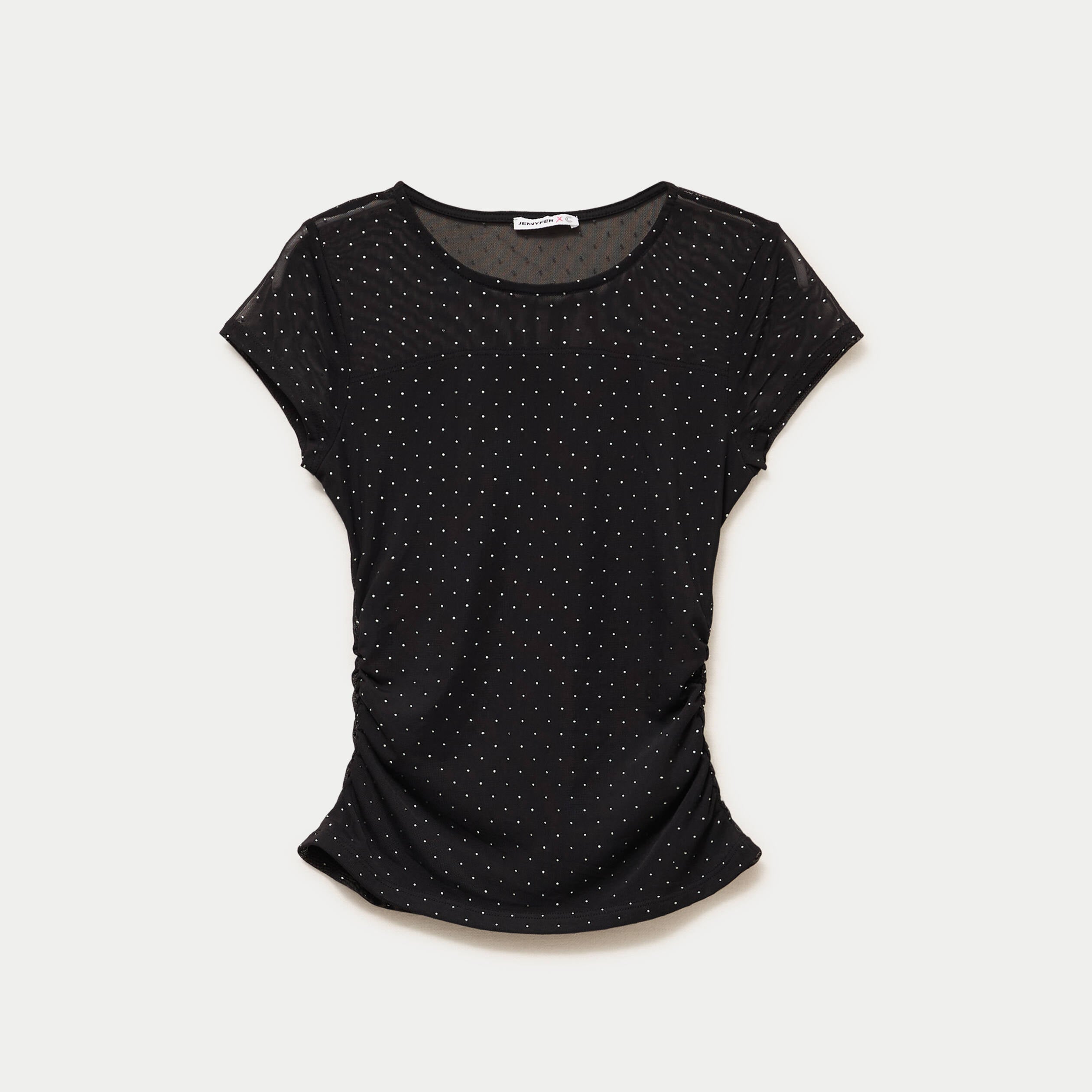 Top ajust&eacute; col rond manches courtes noir femme