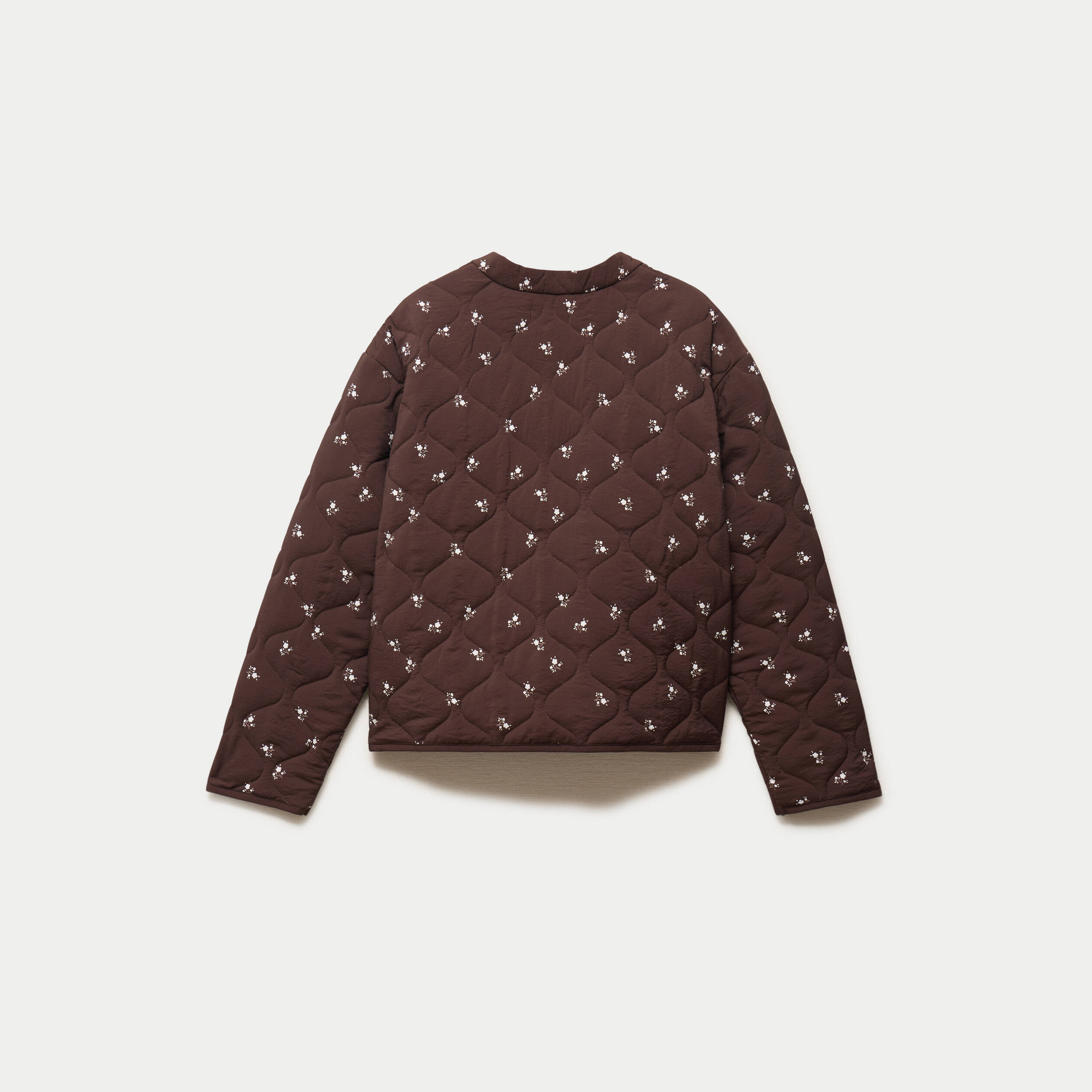 Veste droite manches longues marron fonc&eacute; femme
